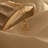 Alpha Omega Necklace, Omega Phi Alpha Necklace, Christian Symbol Pendant, Religious Jewelry, Dainty Necklace, Spiritual Gift, GS0052