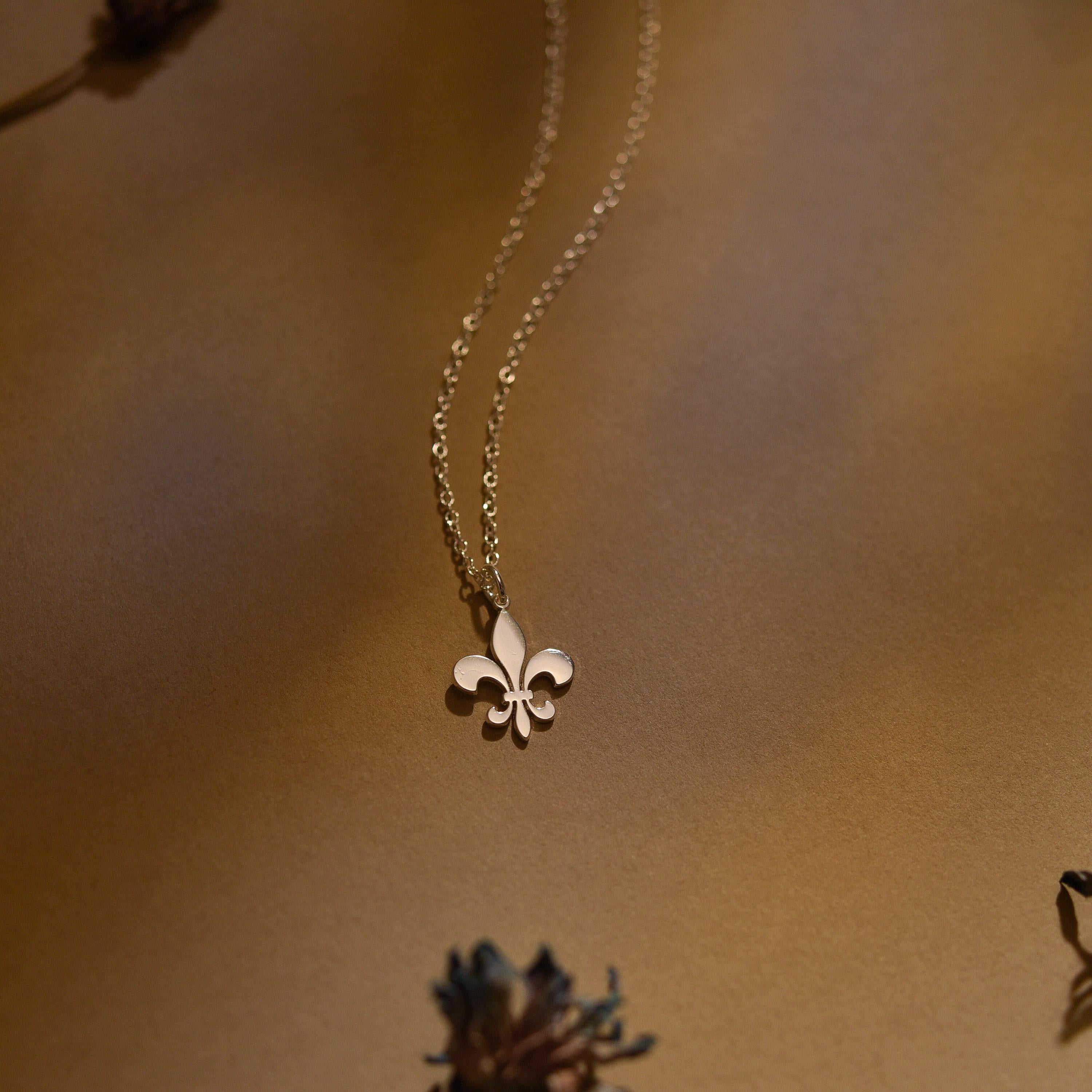 Fleur de lis Necklace, Lily Flower Charm