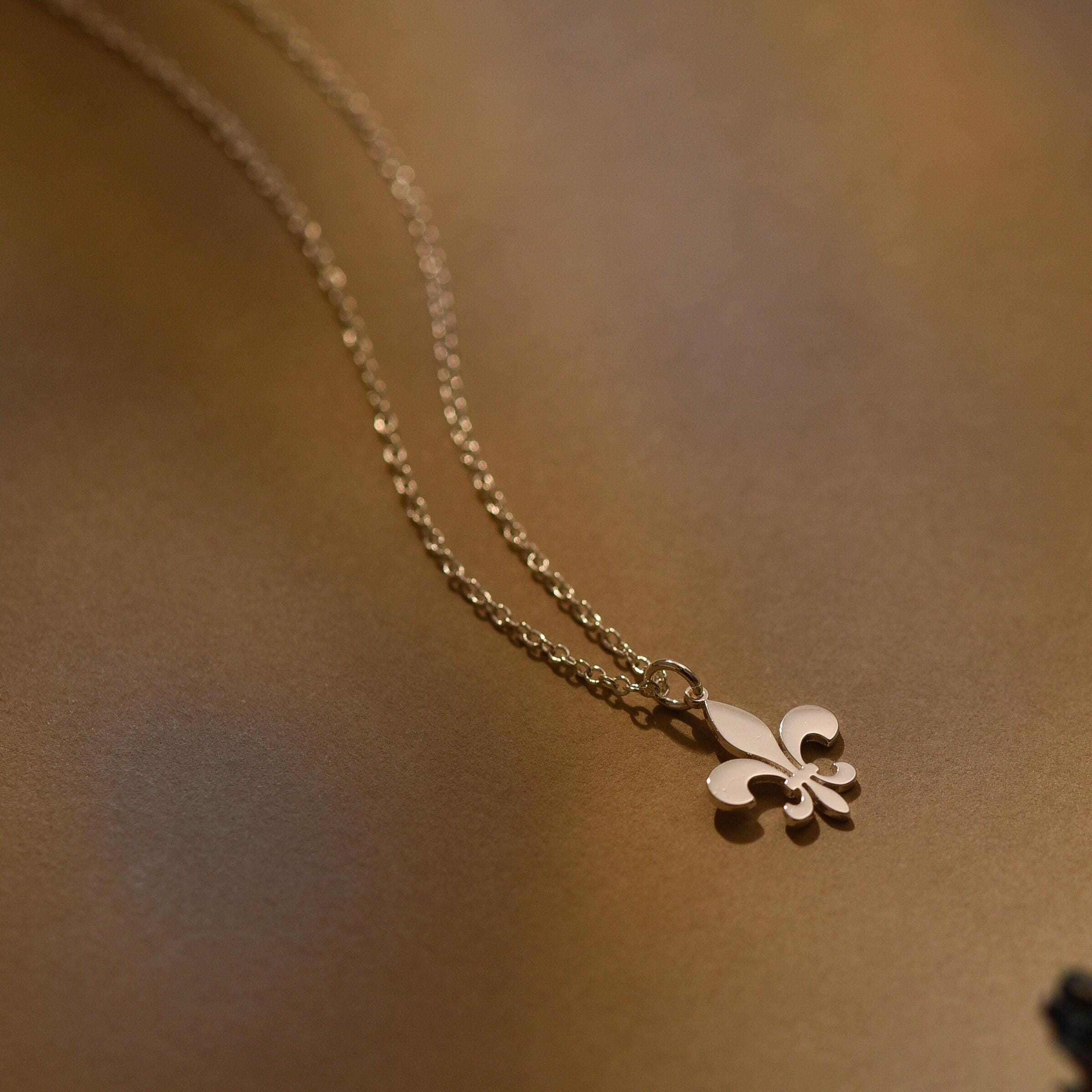 Fleur de lis Necklace, Lily Flower Charm