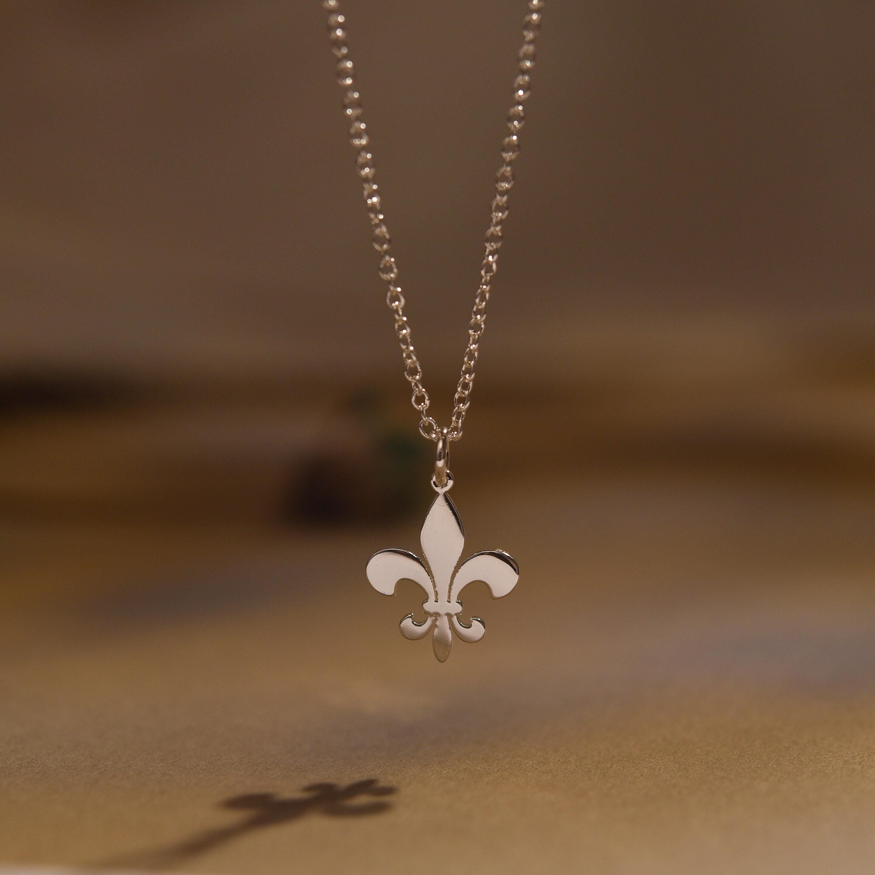 Fleur de lis Necklace, Lily Flower Charm
