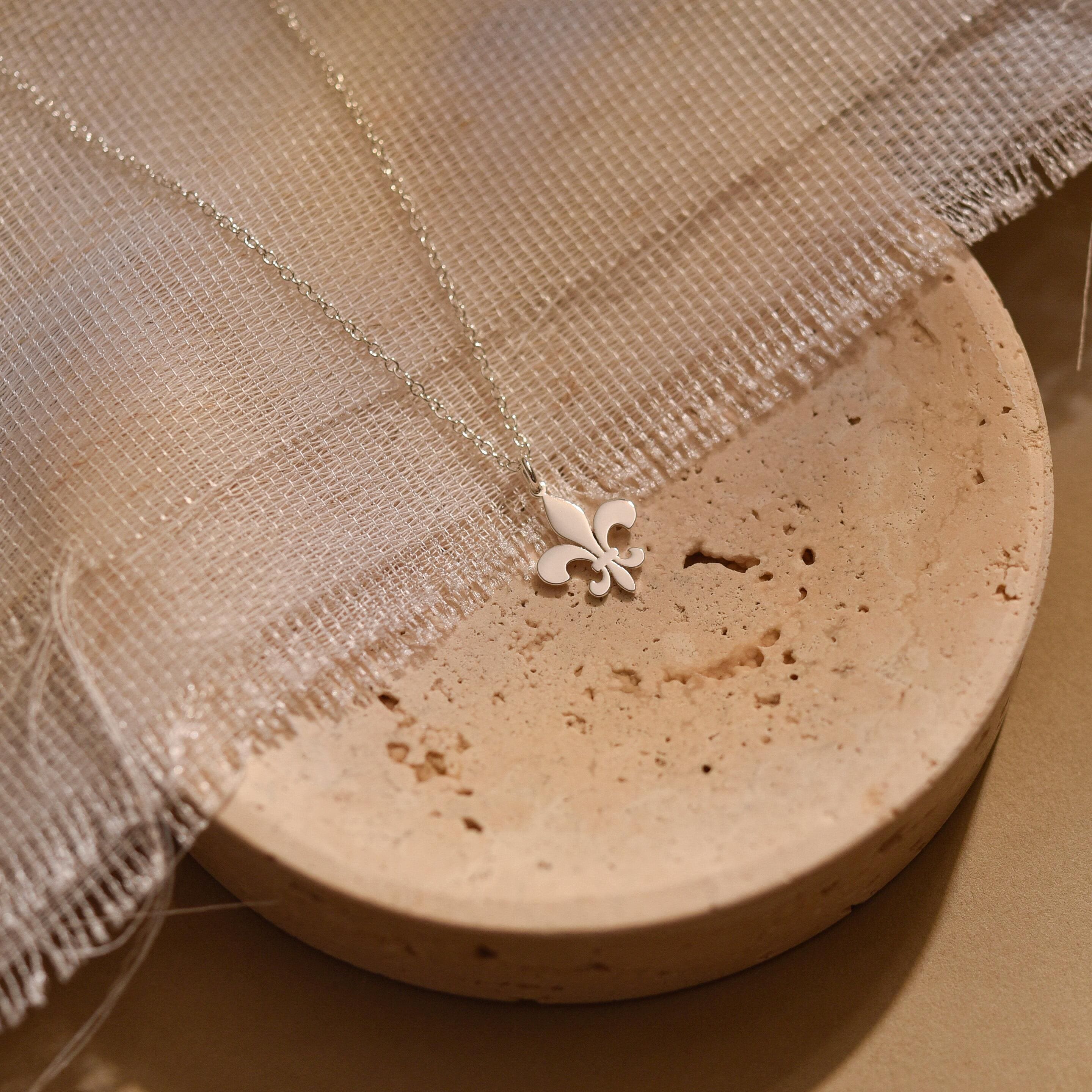 Fleur de lis Necklace, Lily Flower Charm