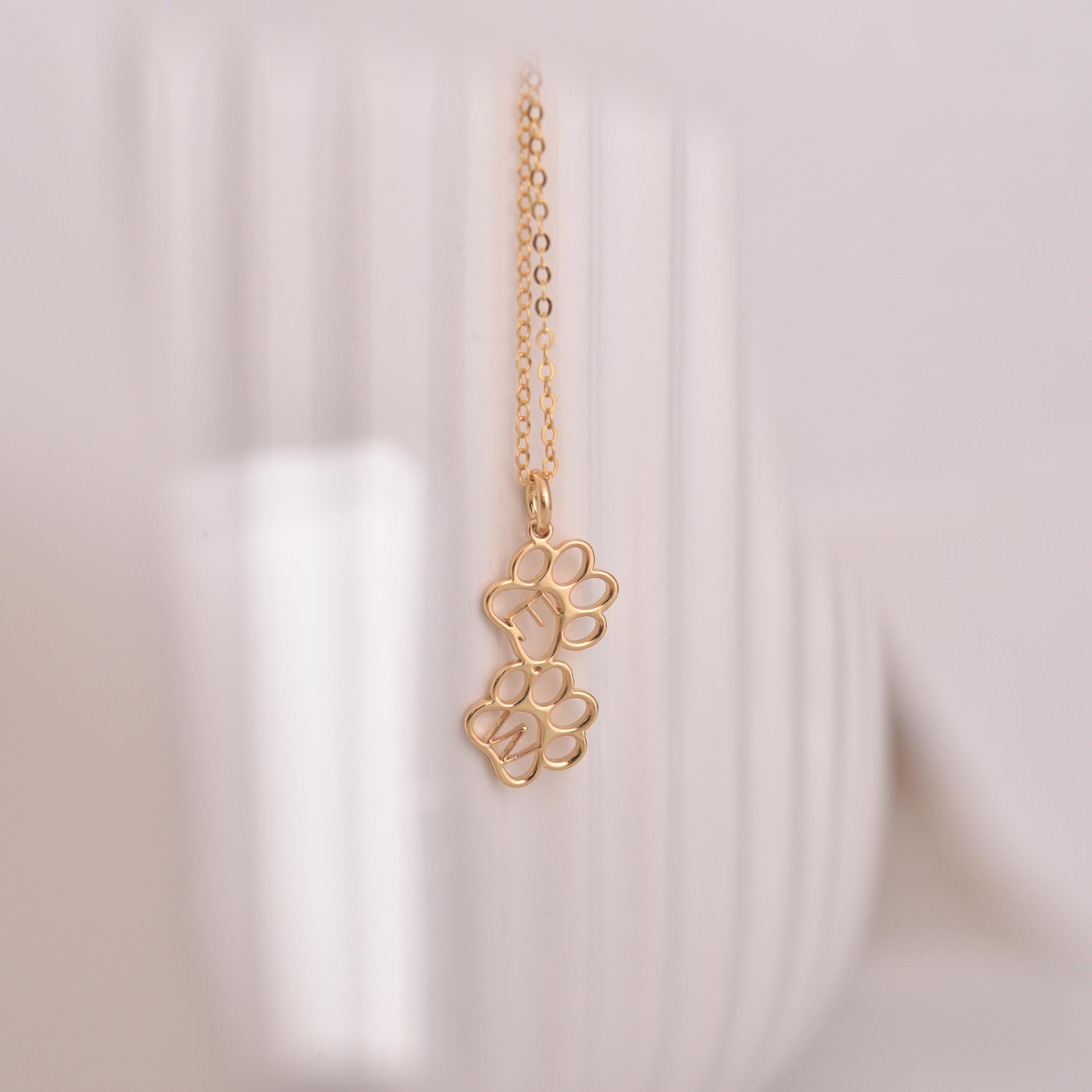 Paw Print Name Necklace