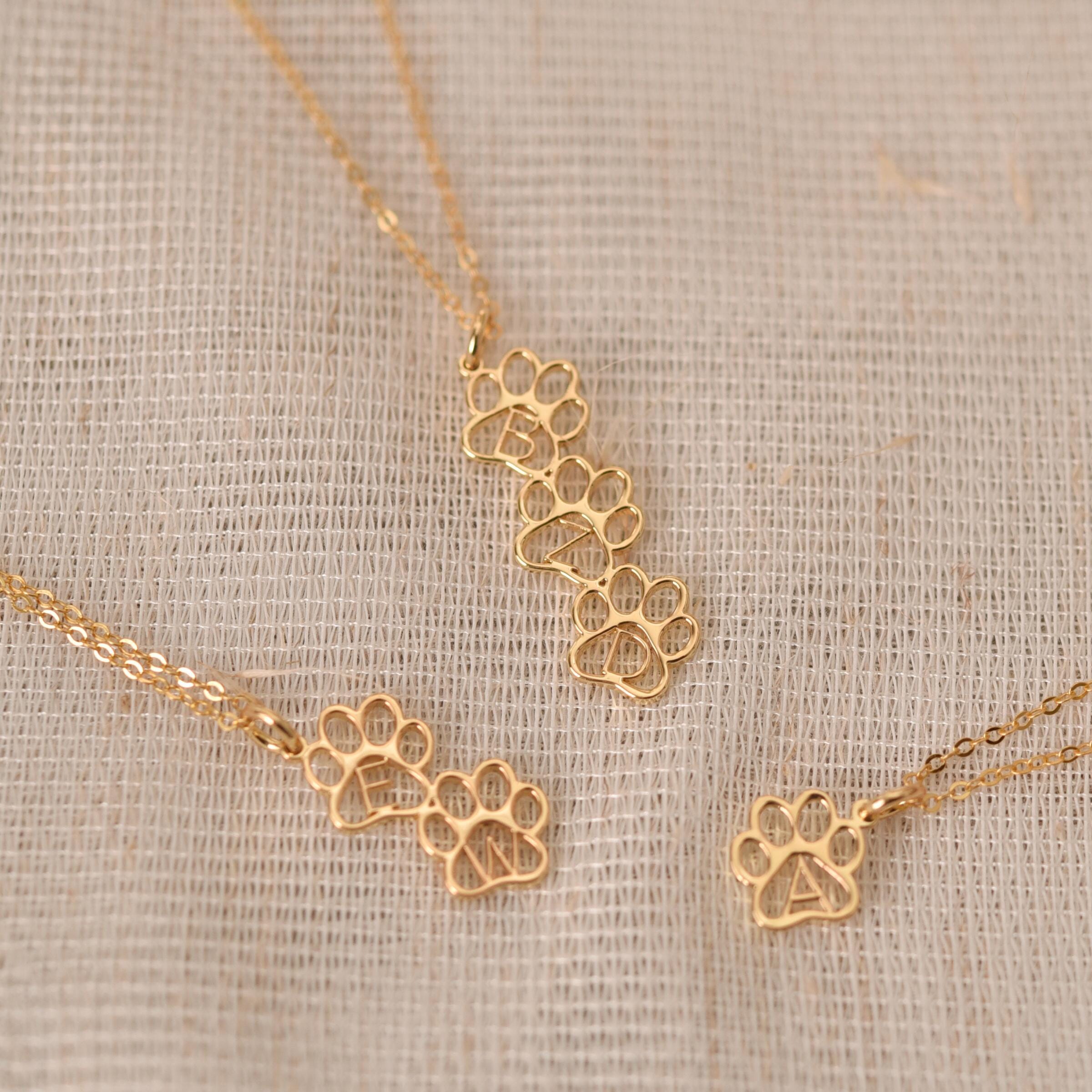 Paw Print Name Necklace