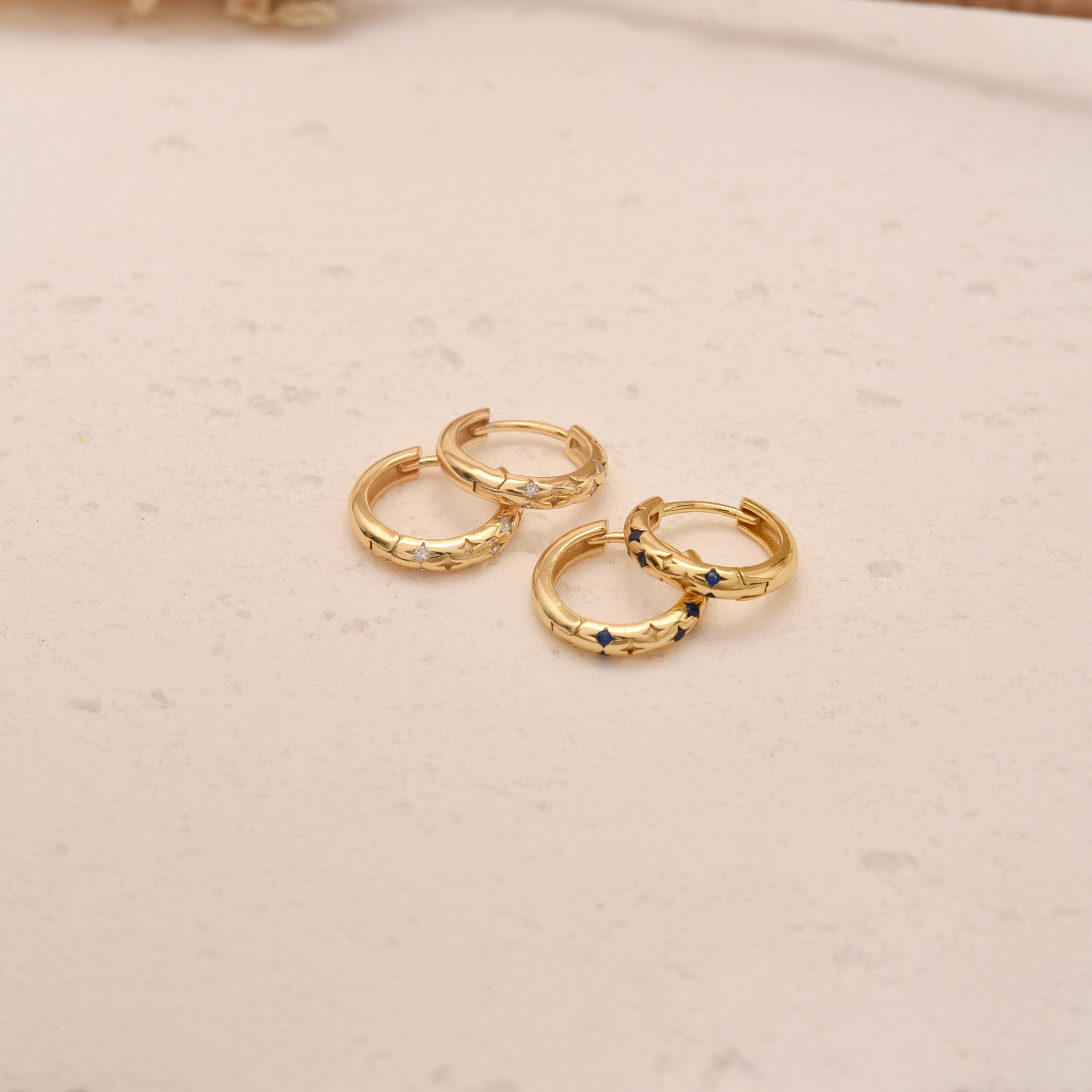 Star Diamond Huggie Earrings