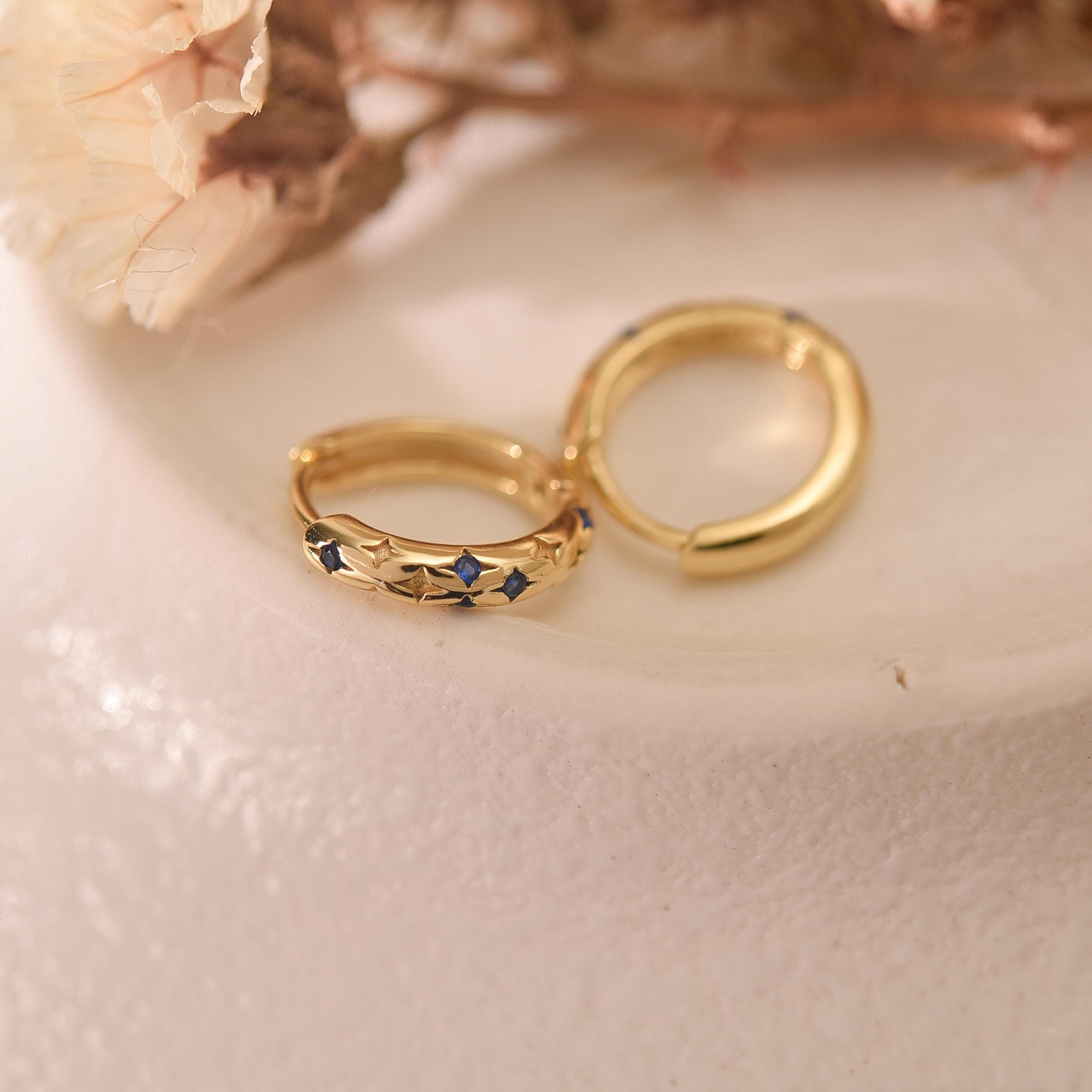 Star Diamond Huggie Earrings