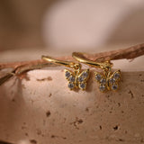 Butterfly Huggies, Butterfly Earrings, Diamond Earrings, Butterfly Charm Hoop Earrings, Wedding Gifts, Best Friend Gift, K0078