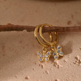 Butterfly Huggies, Butterfly Earrings, Diamond Earrings, Butterfly Charm Hoop Earrings, Wedding Gifts, Best Friend Gift, K0078