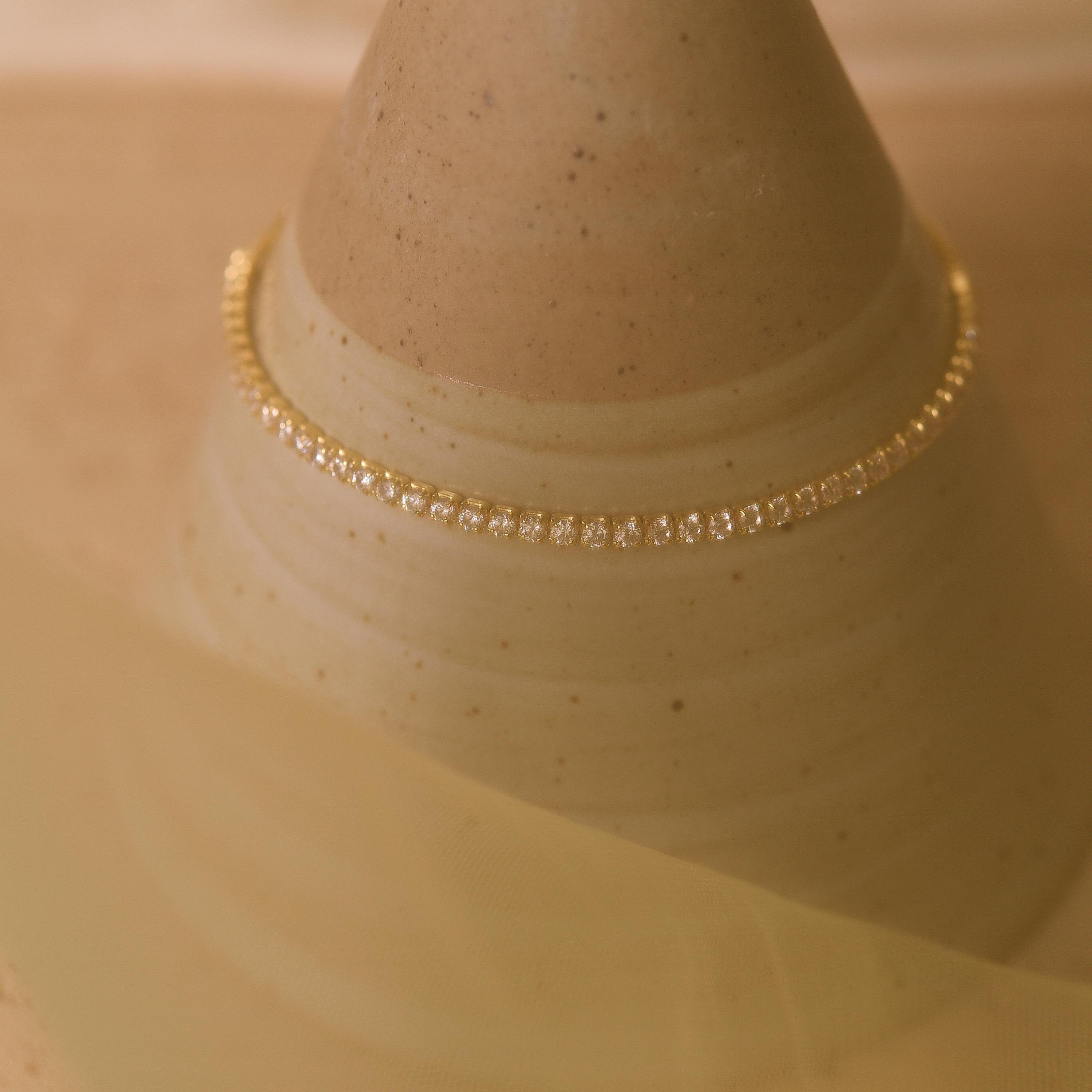 18K Gold Tennis Chain Bracelet, Diamond Bracelet, Moissanite Chain Bracelet, Cubic Zirconia Bracelet, Wedding Gifts, Best Friend Gift, K0079