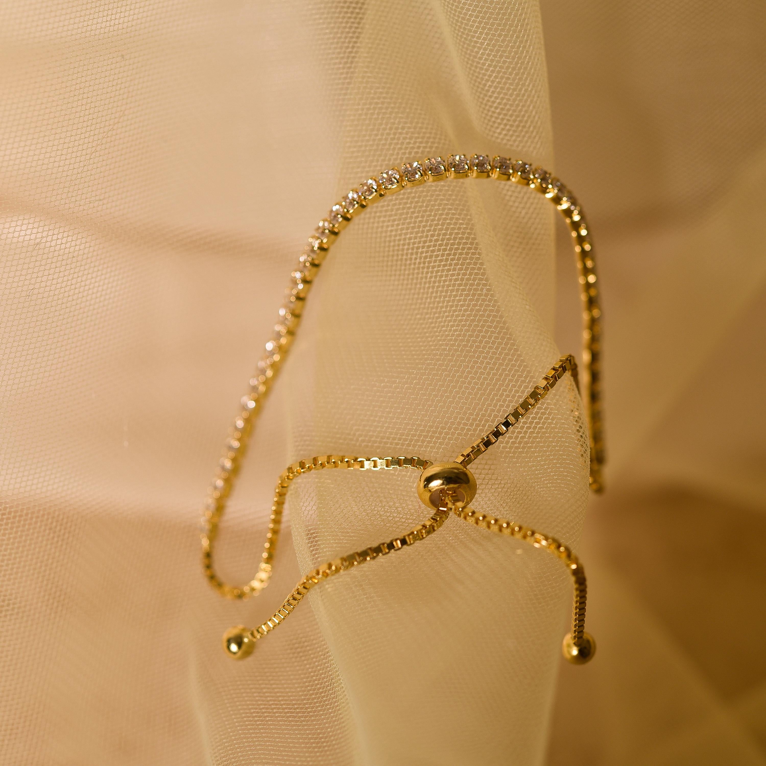 18K Gold Tennis Chain Bracelet, Diamond Bracelet, Moissanite Chain Bracelet, Cubic Zirconia Bracelet, Wedding Gifts, Best Friend Gift, K0079