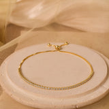 18K Gold Tennis Chain Bracelet, Diamond Bracelet, Moissanite Chain Bracelet, Cubic Zirconia Bracelet, Wedding Gifts, Best Friend Gift, K0079