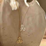 Triskelion Necklace, Triple Spiral Necklace