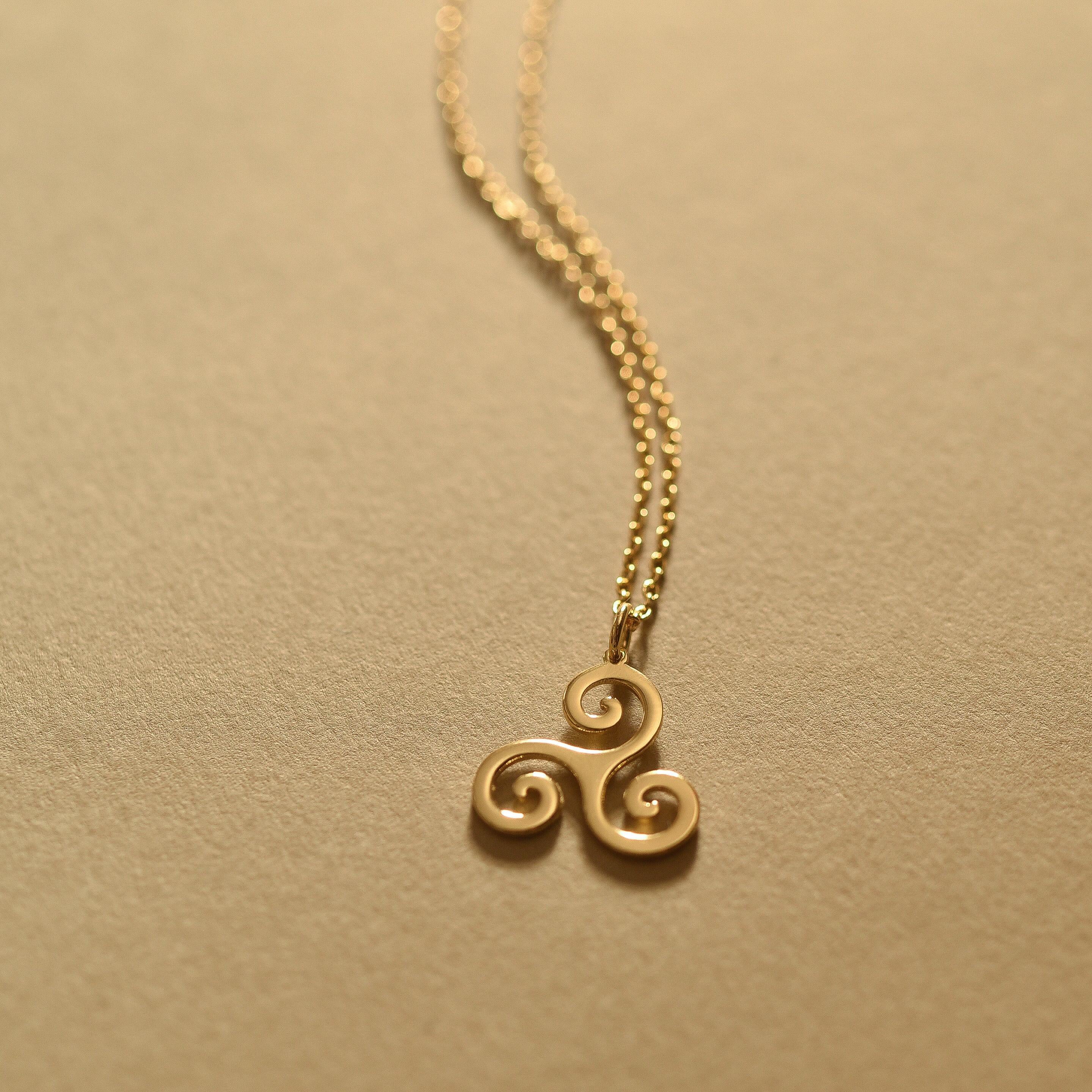 Triskelion Necklace, Triple Spiral Necklace