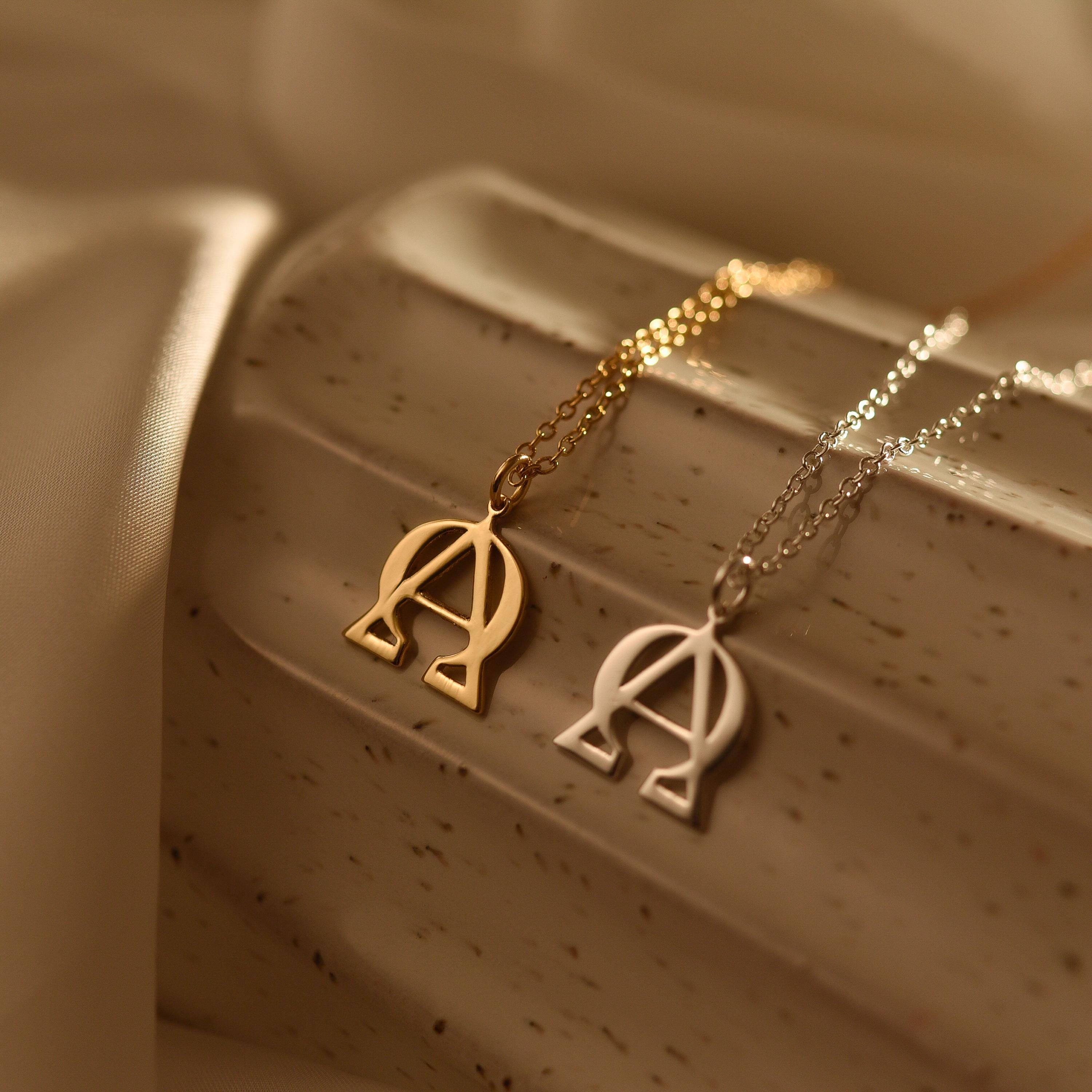 Alpha Omega Necklace, Omega Phi Alpha Necklace, Christian Symbol Pendant, Religious Jewelry, Dainty Necklace, Spiritual Gift, GS0052