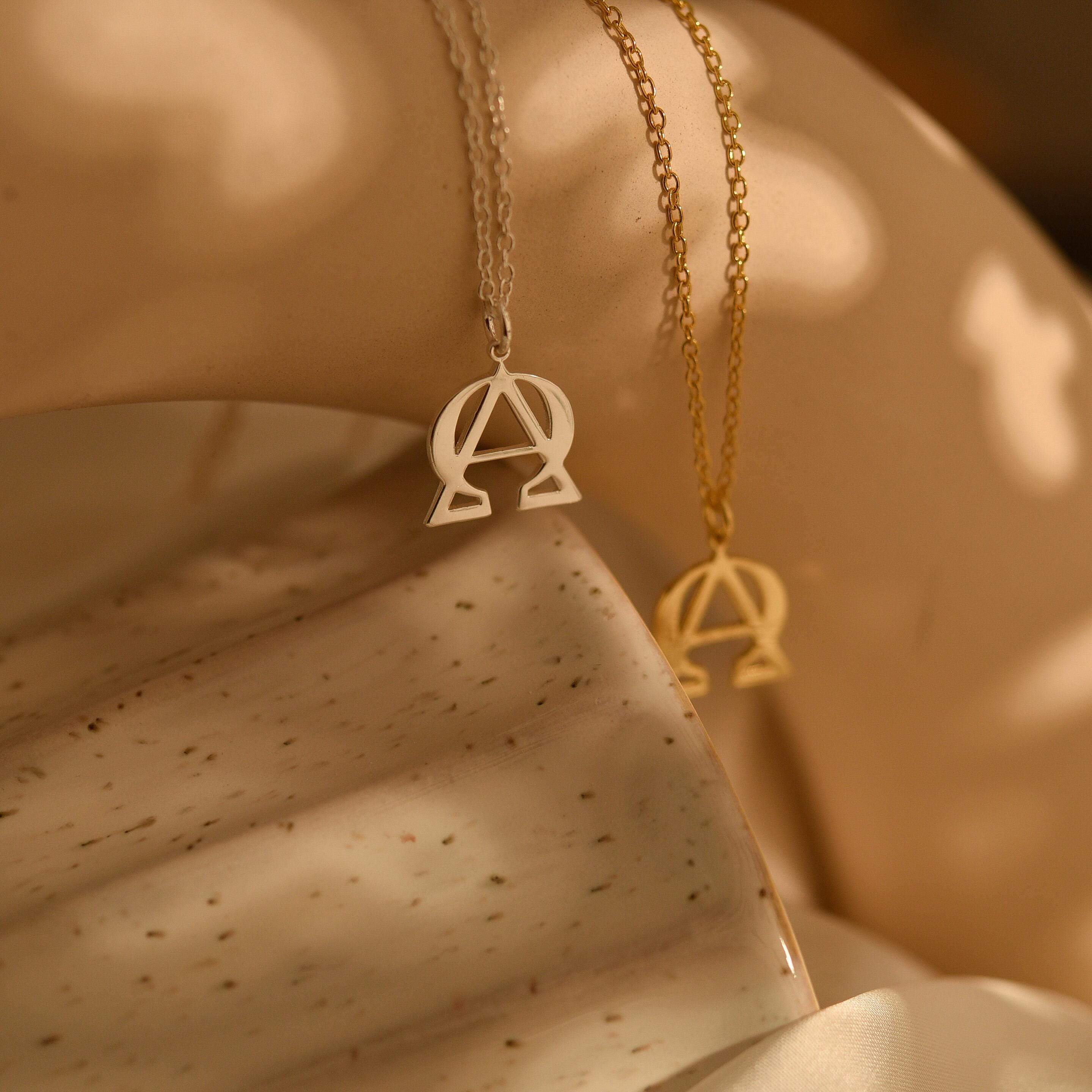 Alpha Omega Necklace, Omega Phi Alpha Necklace, Christian Symbol Pendant, Religious Jewelry, Dainty Necklace, Spiritual Gift, GS0052