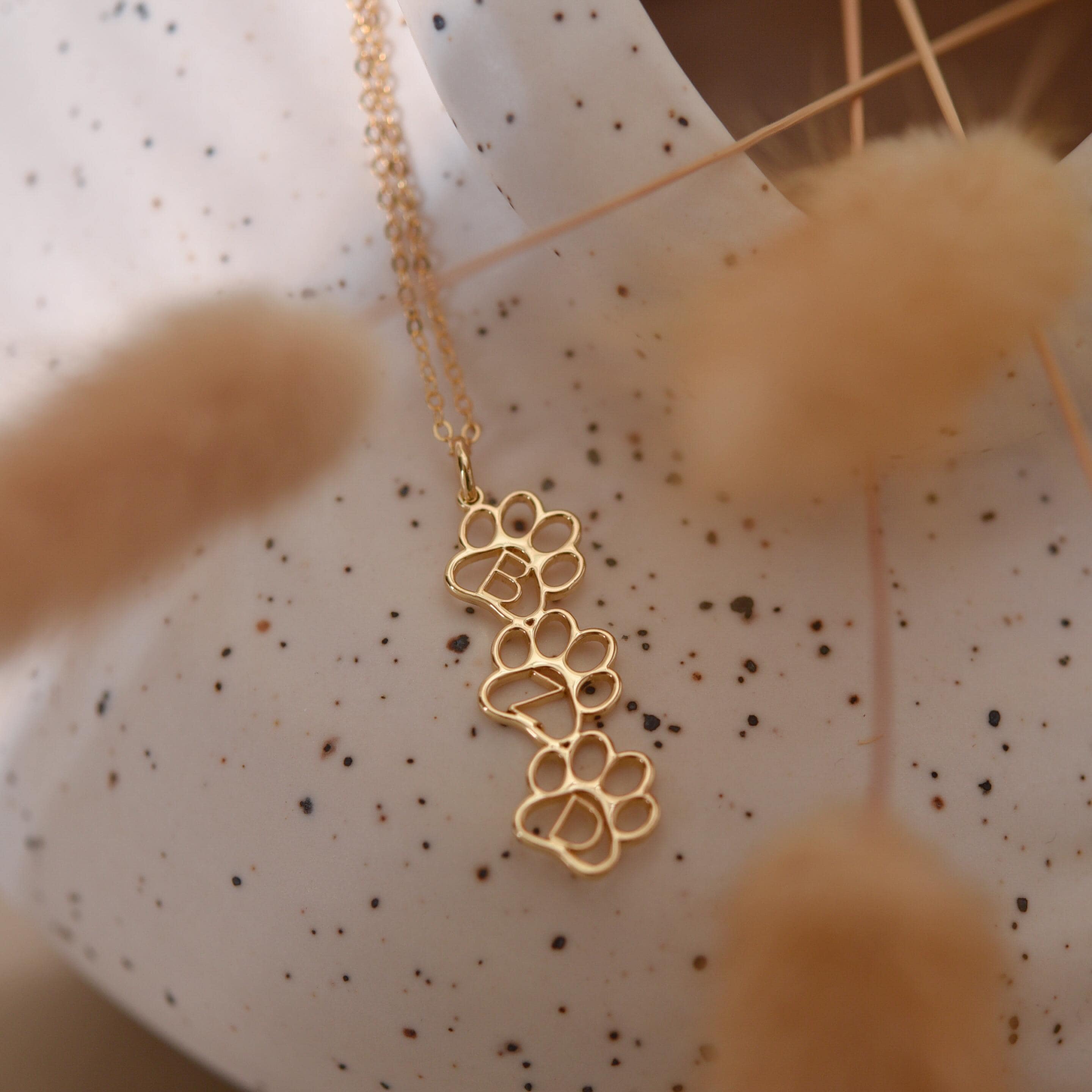 Paw Print Name Necklace