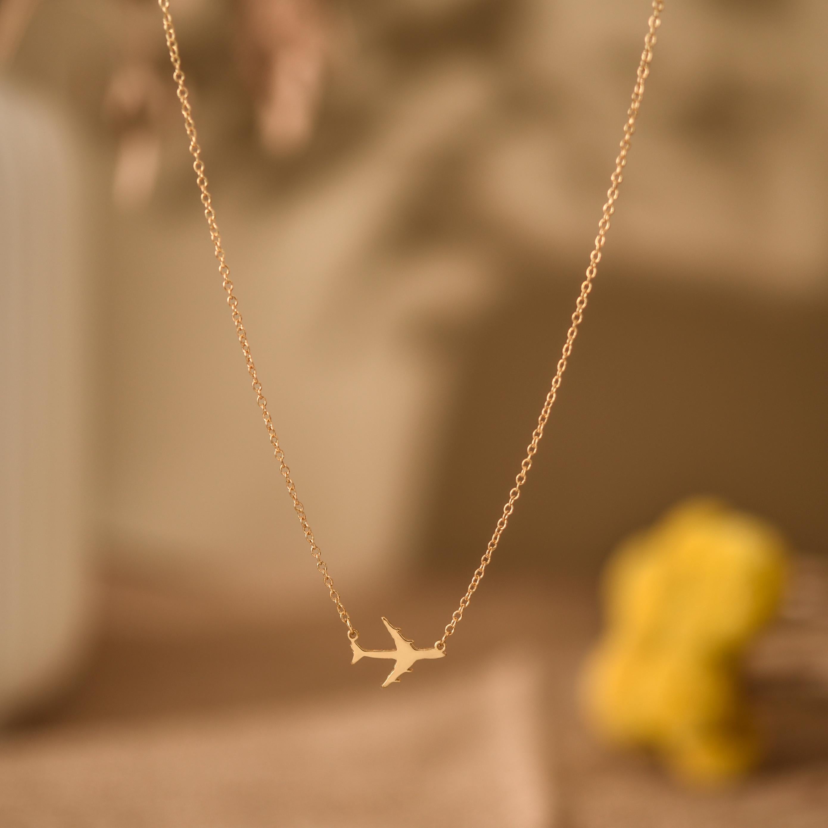 Gold Airplane Necklace