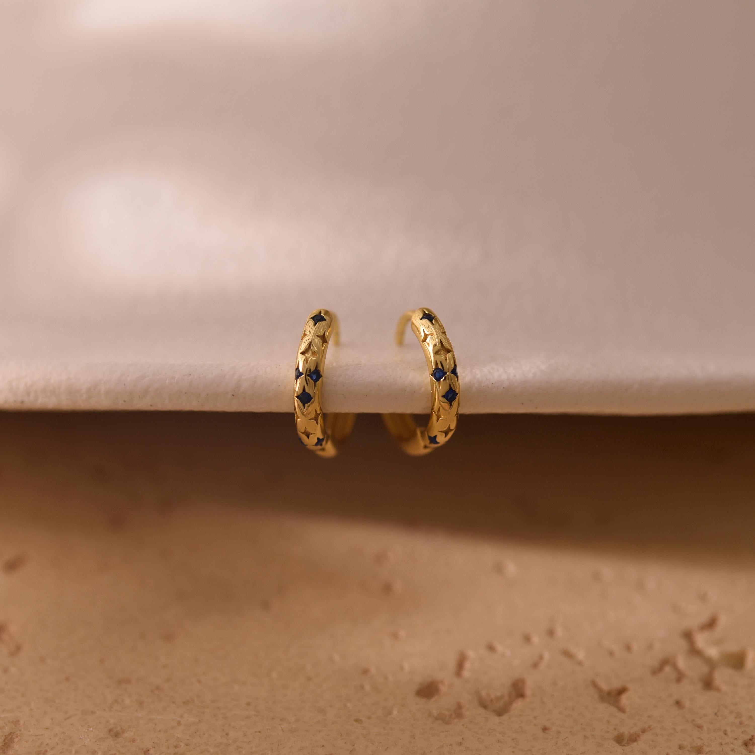 Star Diamond Huggie Earrings