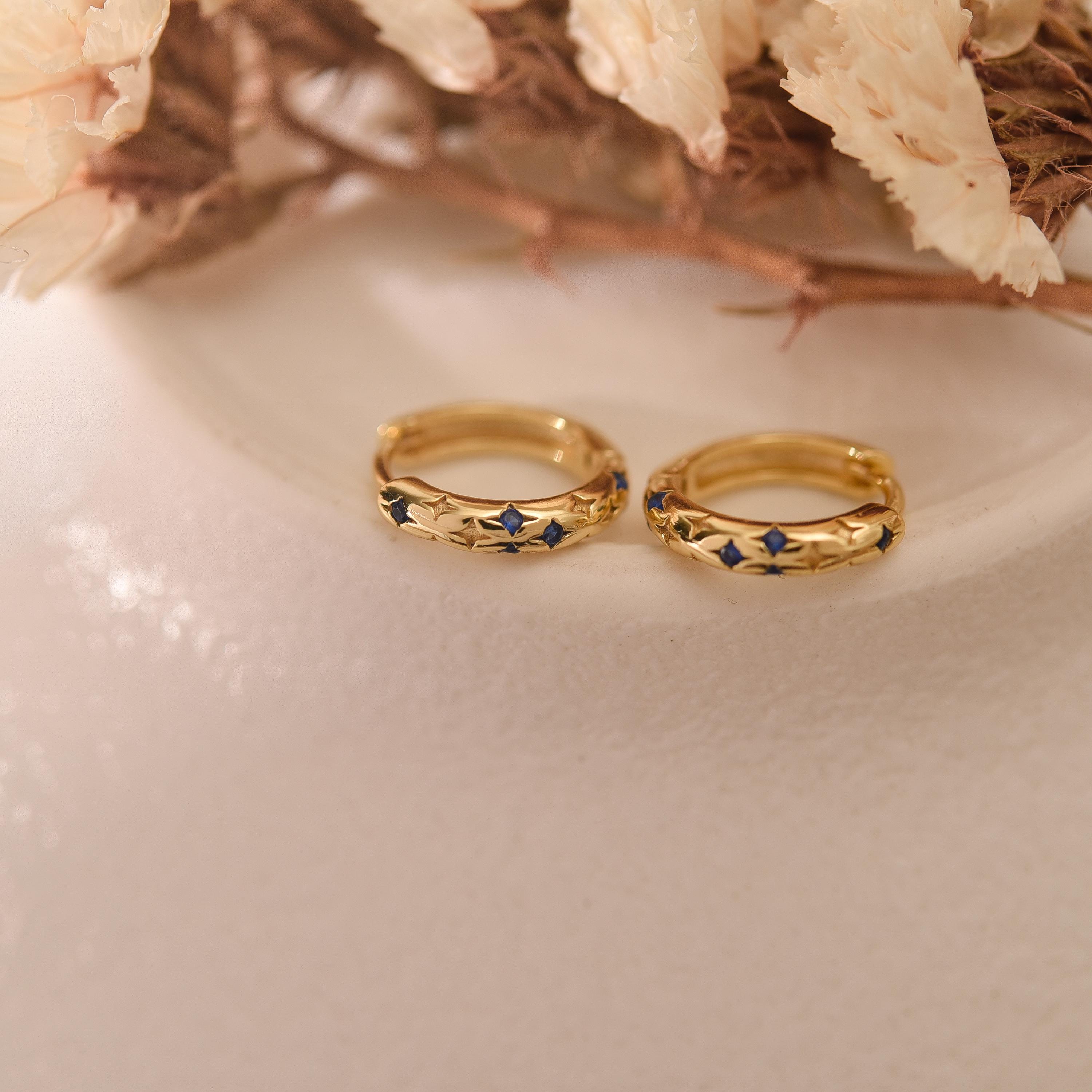 Star Diamond Huggie Earrings