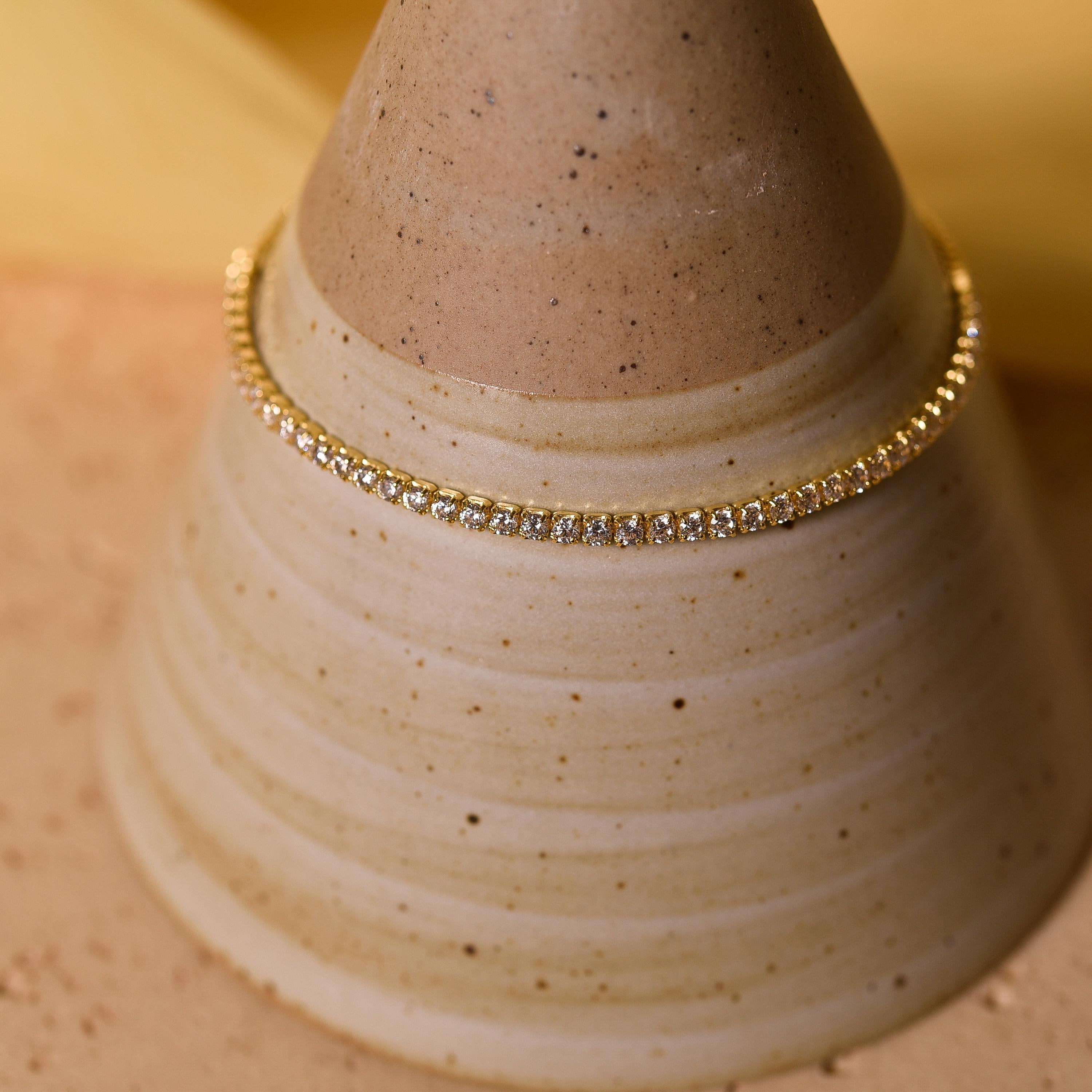 18K Gold Tennis Chain Bracelet, Diamond Bracelet, Moissanite Chain Bracelet, Cubic Zirconia Bracelet, Wedding Gifts, Best Friend Gift, K0079