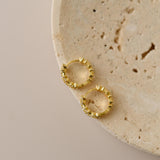 Gold Star Burst Earrings, CZ Cluster Hoops