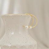 Pearl Hoop Earrings, Gold Hoop Earrings, Sterling Silver Jewelry, Minimalist Jewelry, Wedding Gift, Anniversary Gifts, K0087