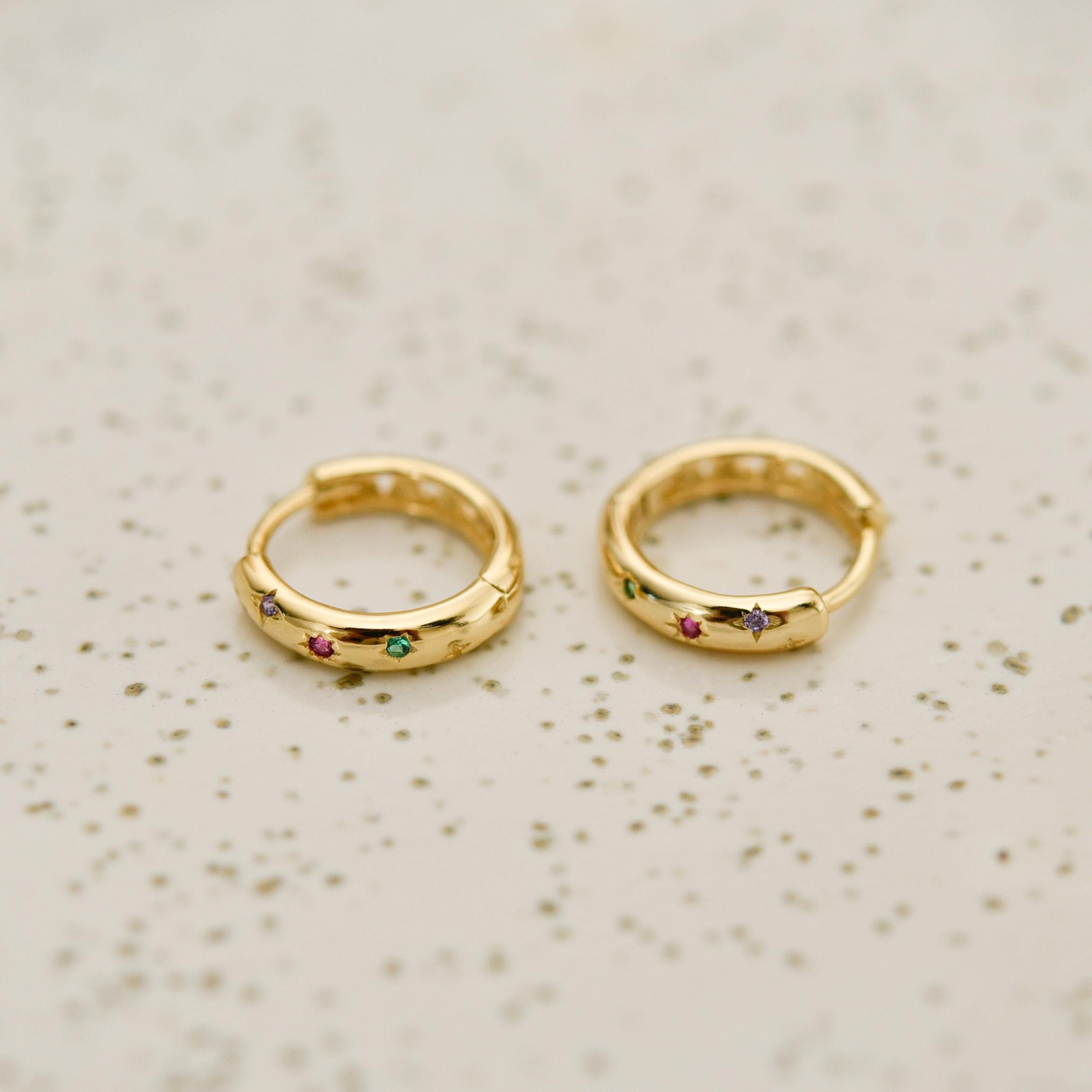 Star Diamond Huggie Earrings