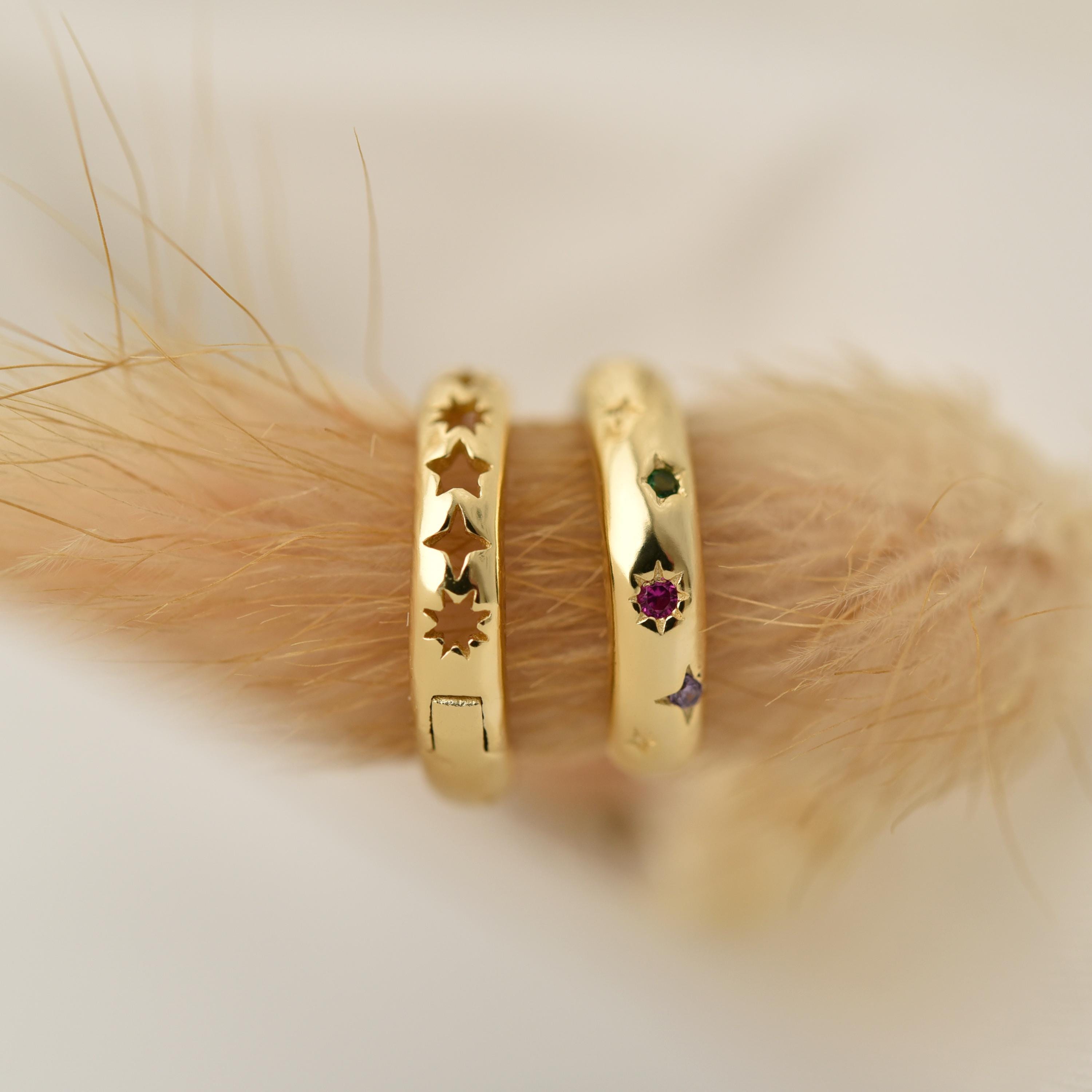 Star Diamond Huggie Earrings