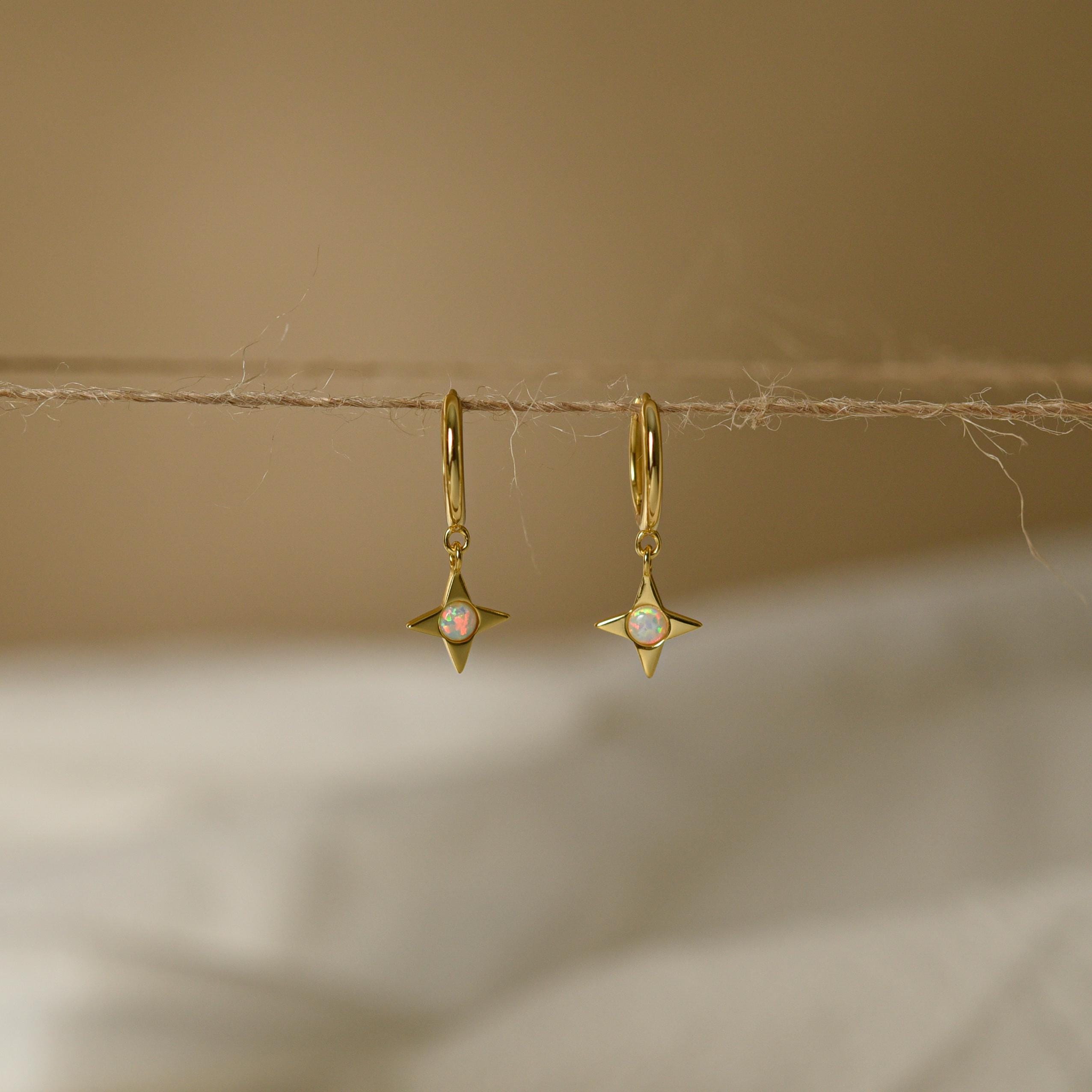 Opal Star Drop Earrings