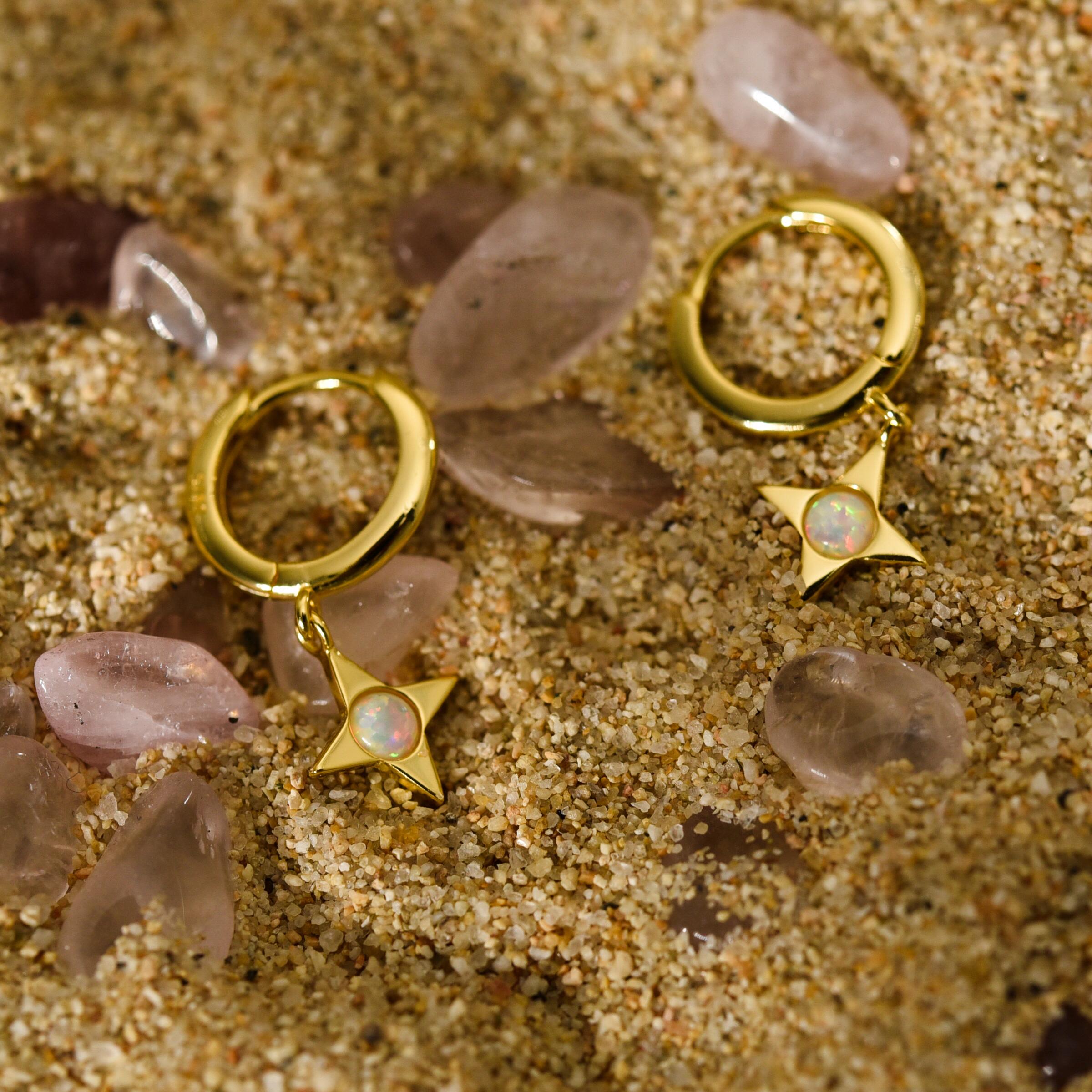 Opal Star Drop Earrings