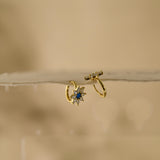 Blue Opal Starburst Hoop Earrings, Huggie Earrings, Dainty Earrings, Minimalist Earrings, Mothers Day Gift, Gift for her, K0084