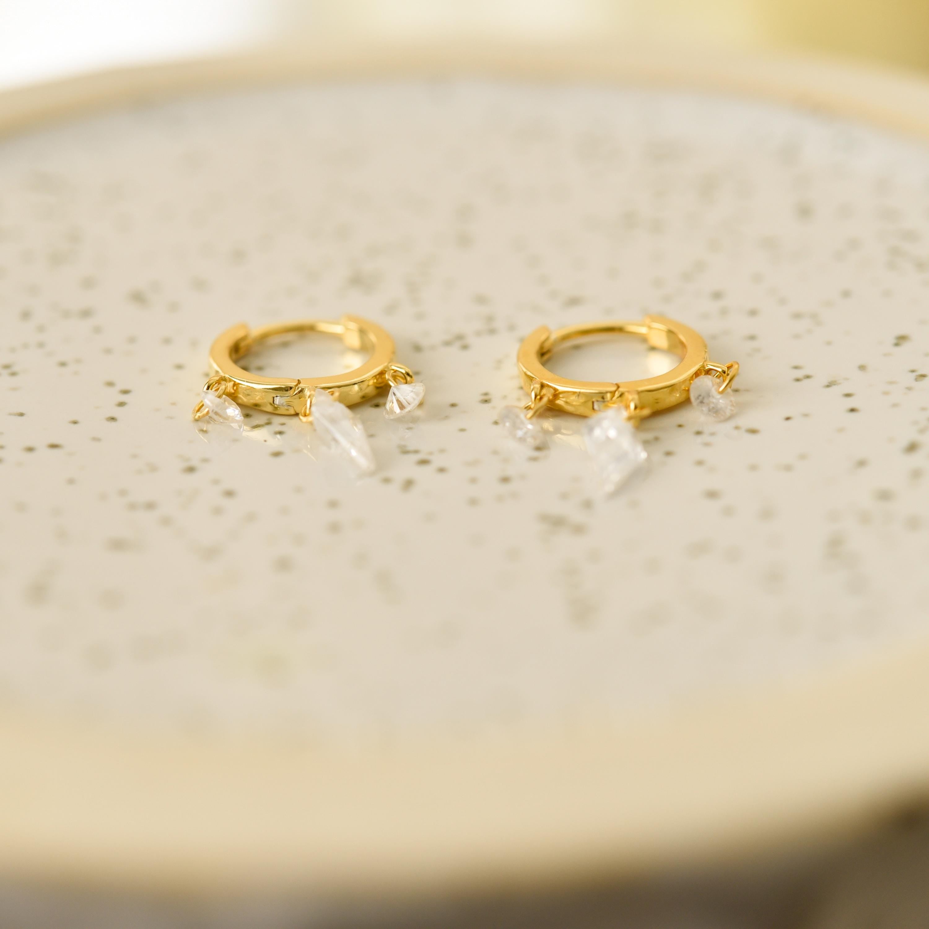 Huggie Diamond Drop Earrings