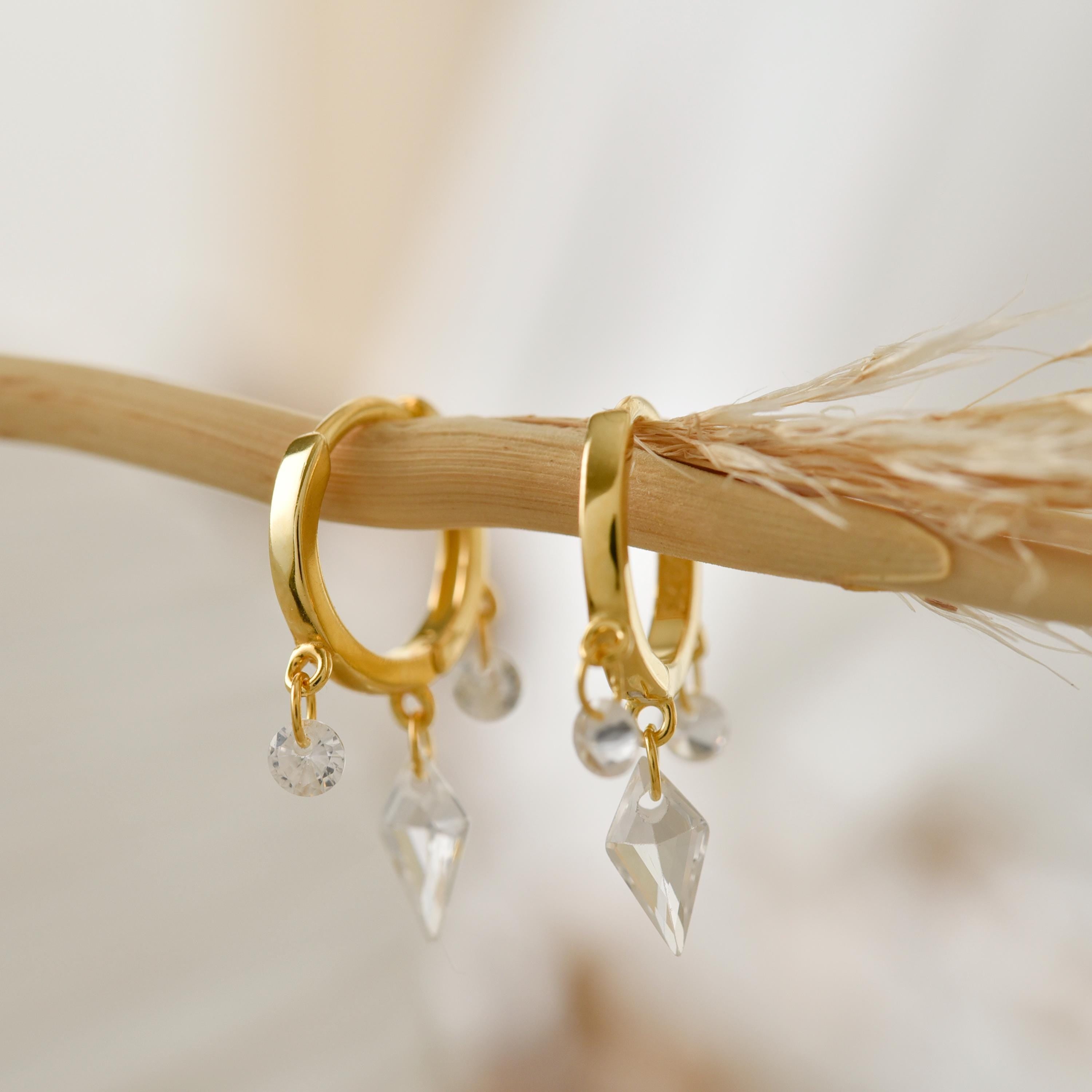 Huggie Diamond Drop Earrings