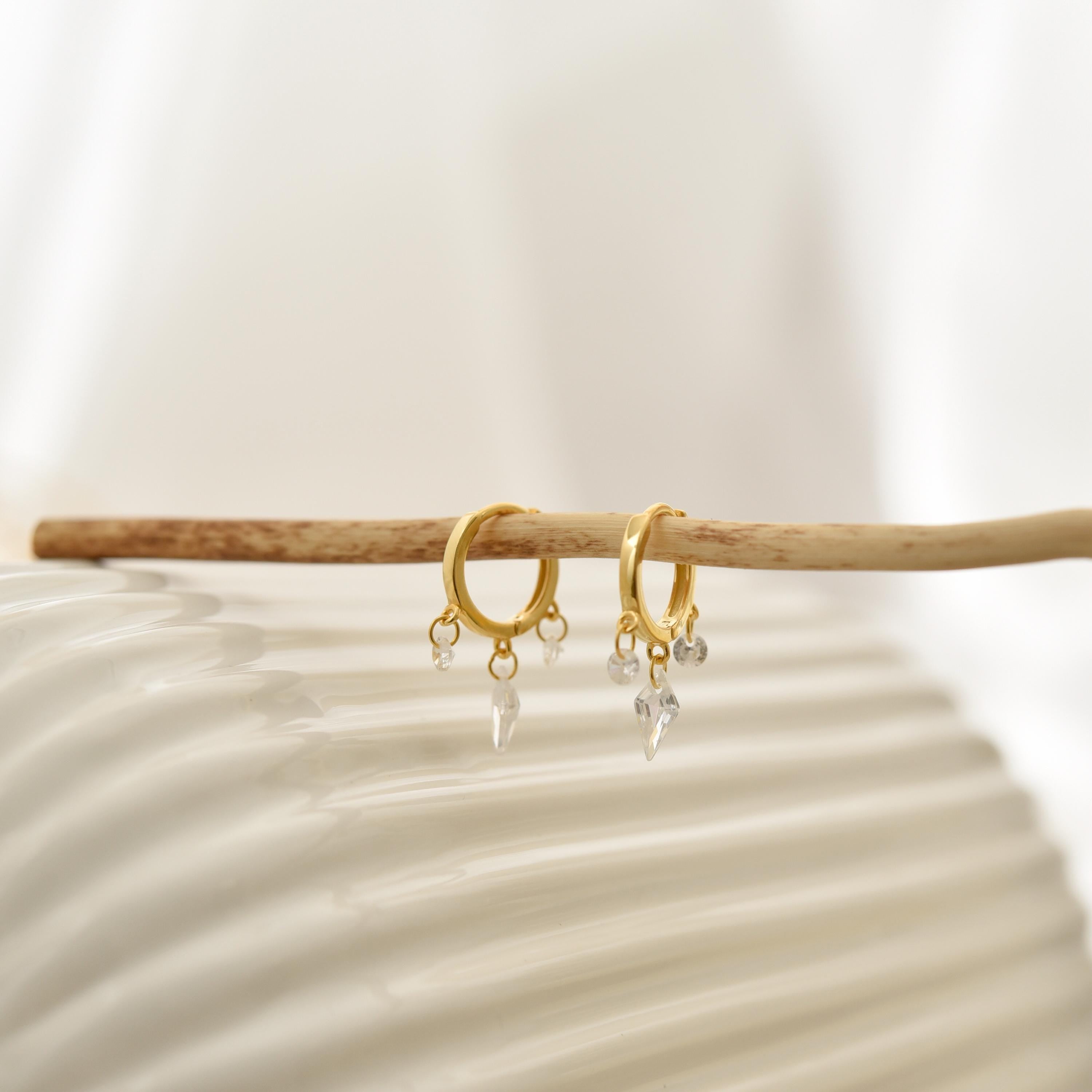 Huggie Diamond Drop Earrings