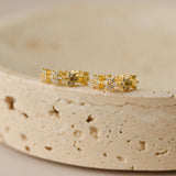Gold Star Burst Earrings, CZ Cluster Hoops