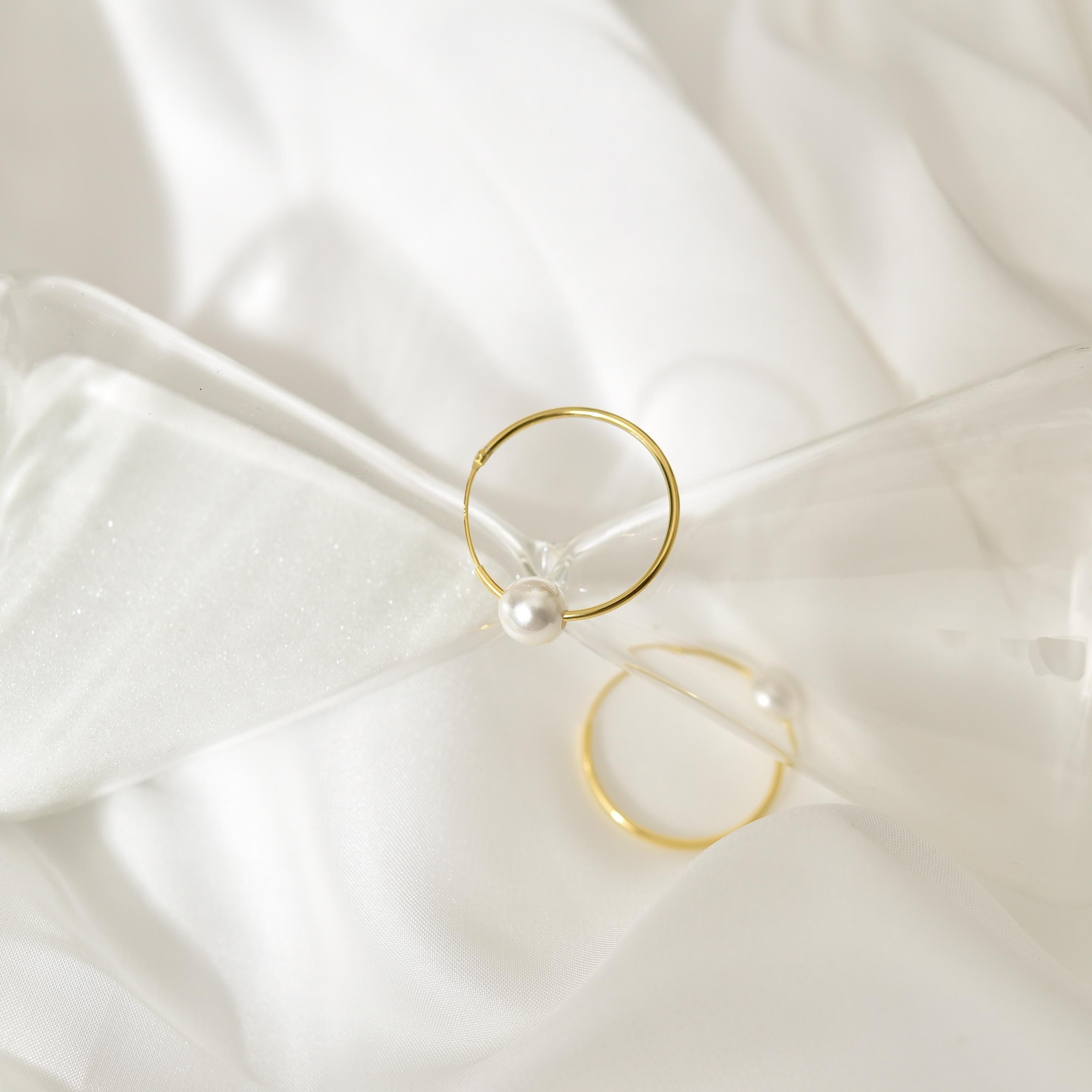 Pearl Hoop Earrings, Gold Hoop Earrings, Sterling Silver Jewelry, Minimalist Jewelry, Wedding Gift, Anniversary Gifts, K0087