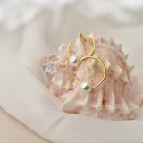 Pearl Hoop Earrings, Gold Hoop Earrings, Sterling Silver Jewelry, Minimalist Jewelry, Wedding Gift, Anniversary Gifts, K0087