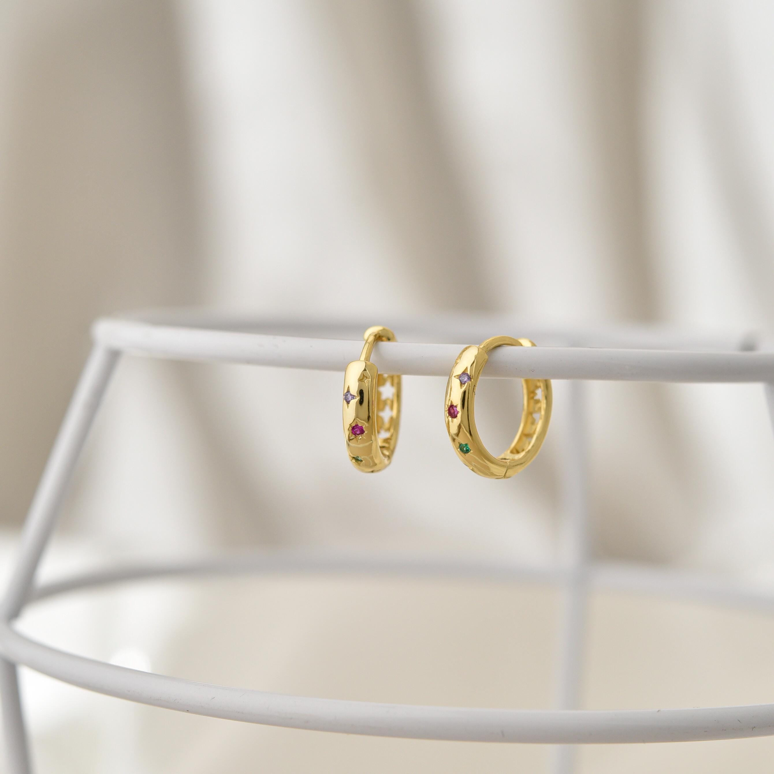 Star Diamond Huggie Earrings