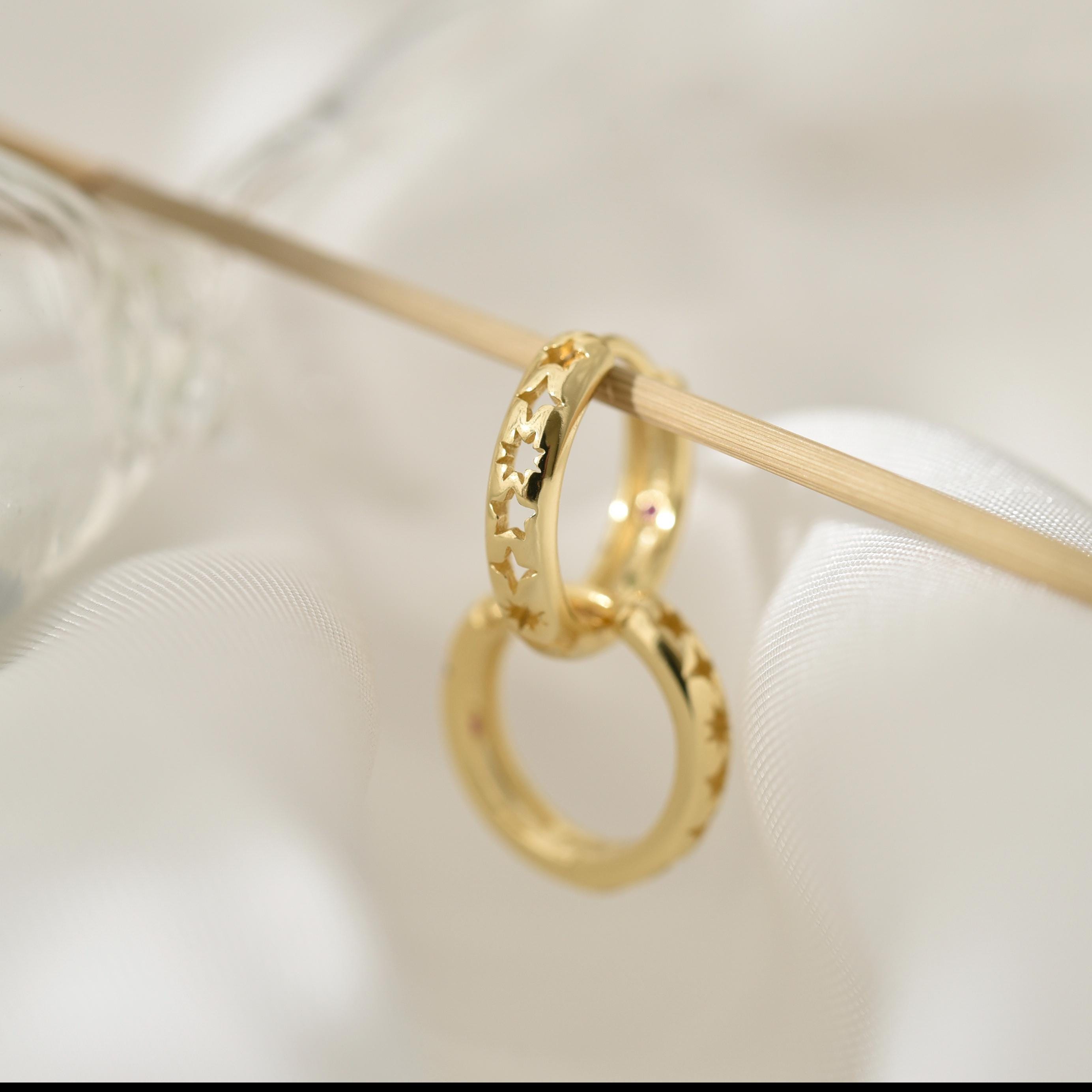Star Diamond Huggie Earrings