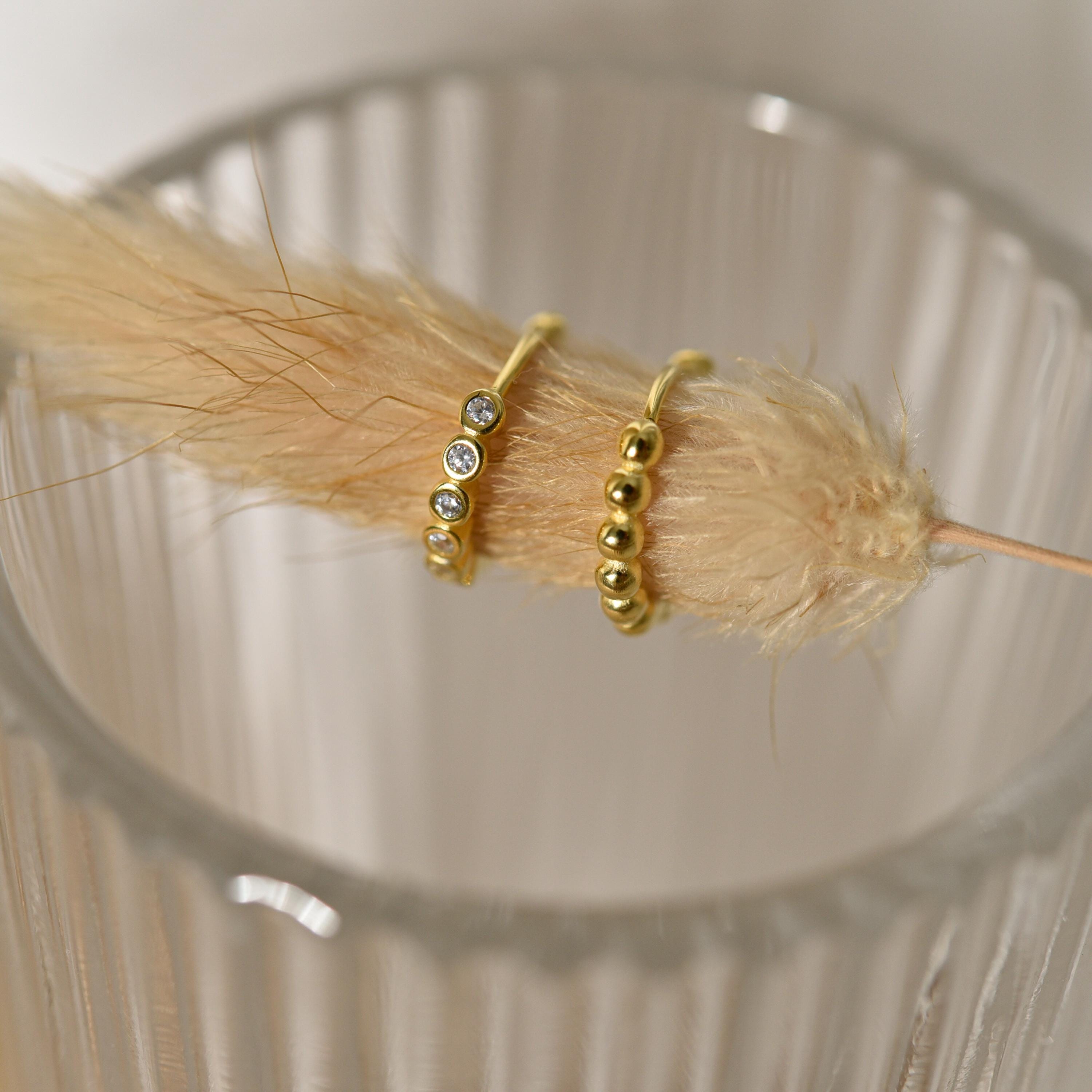 Beaded Huggie Earrings, Sphere Huggie Earrings, CZ Diamond Earrings, Huggie Hoop, Minimalist Jewelry, Birthday Gift, Wedding Gifts, K0089