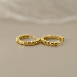 Beaded Huggie Earrings, Sphere Huggie Earrings, CZ Diamond Earrings, Huggie Hoop, Minimalist Jewelry, Birthday Gift, Wedding Gifts, K0089