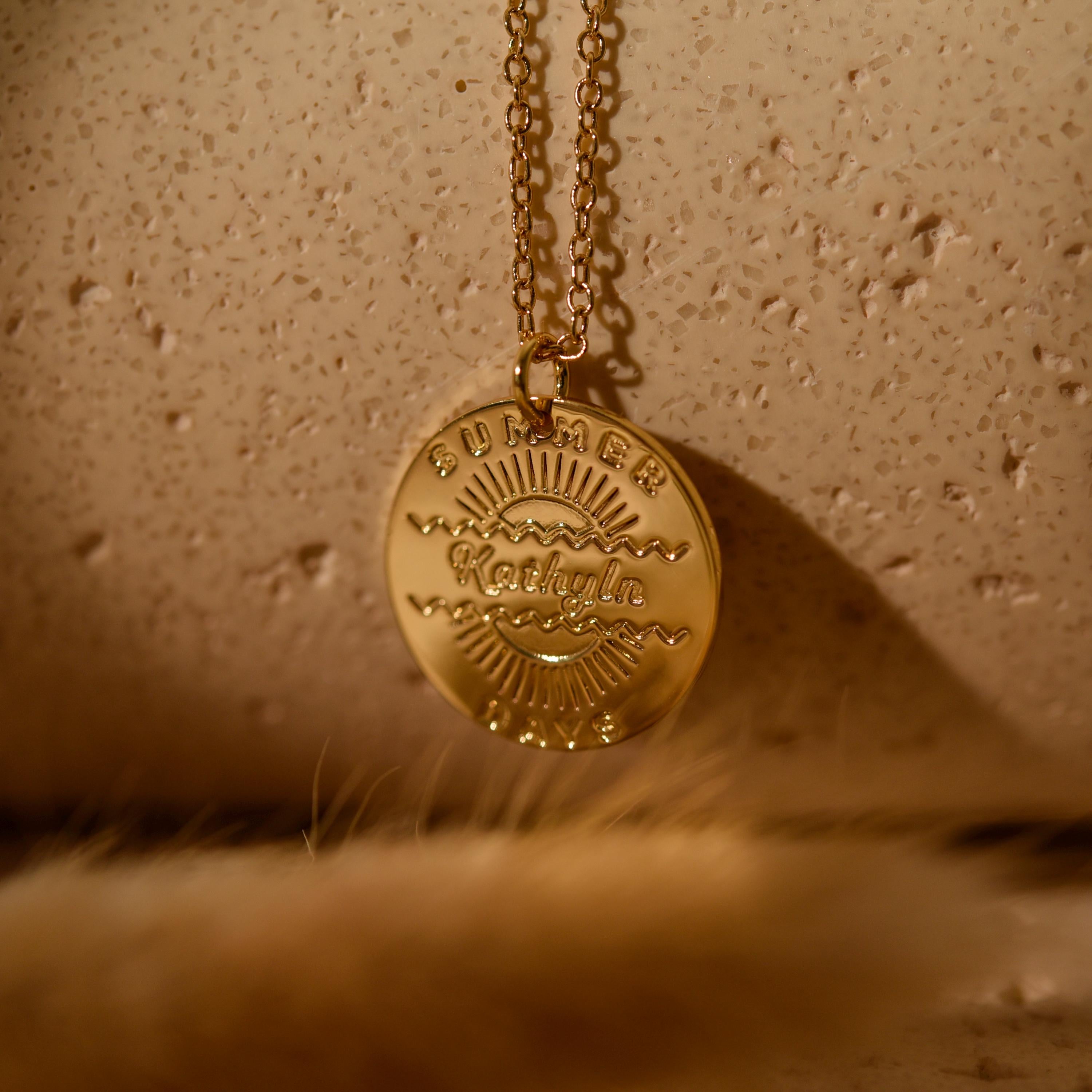 Personalized Name Necklace, Sun Necklace