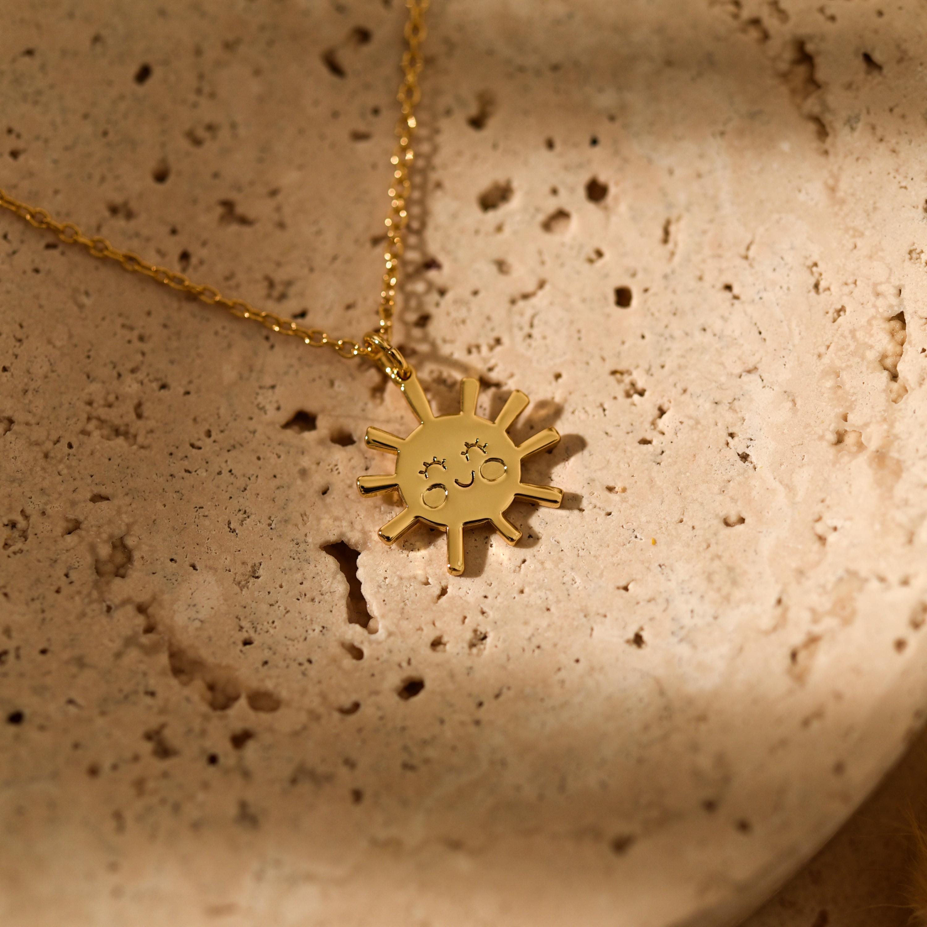 Personalized Smiling Sun Necklace