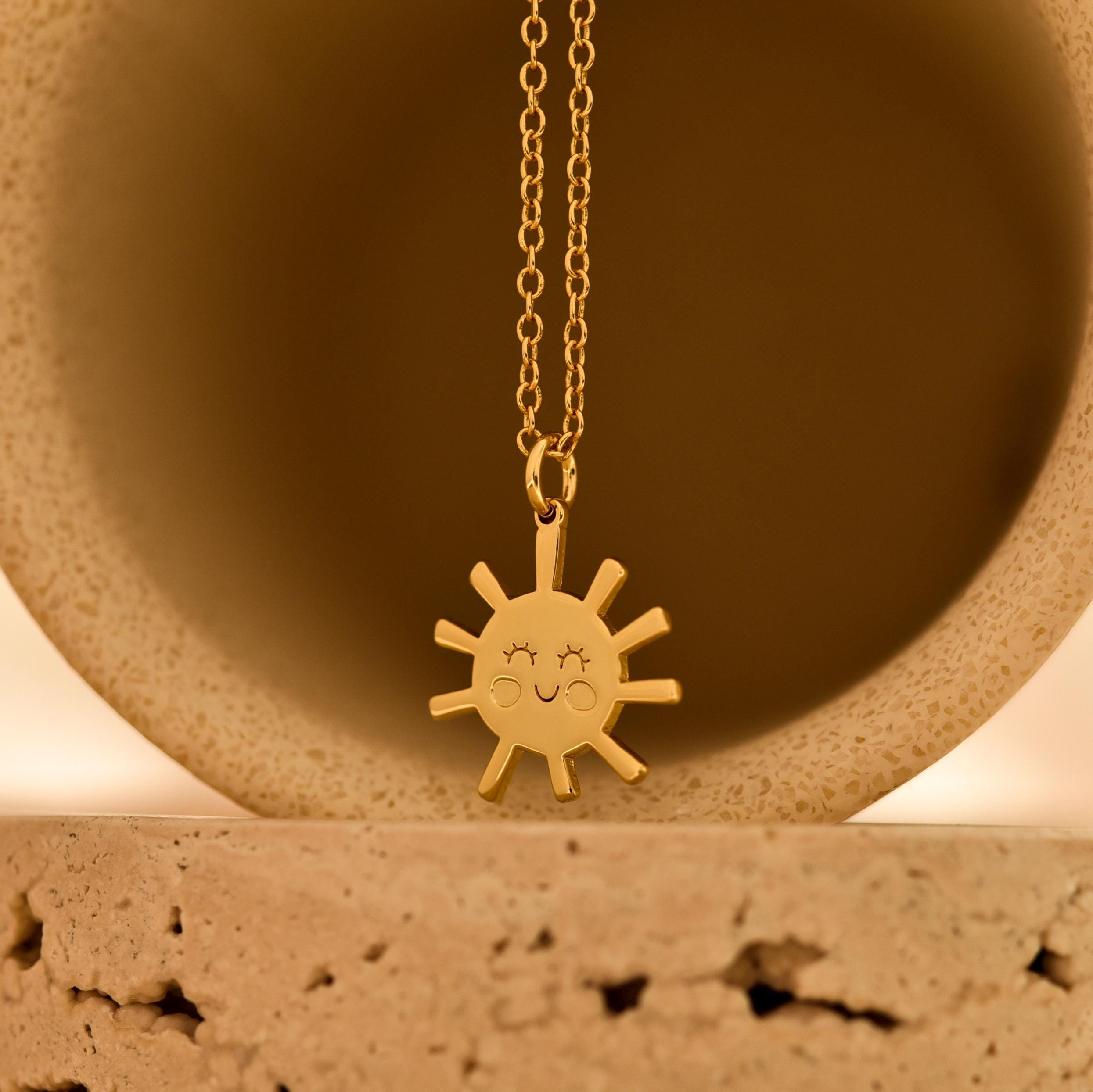 Personalized Smiling Sun Necklace