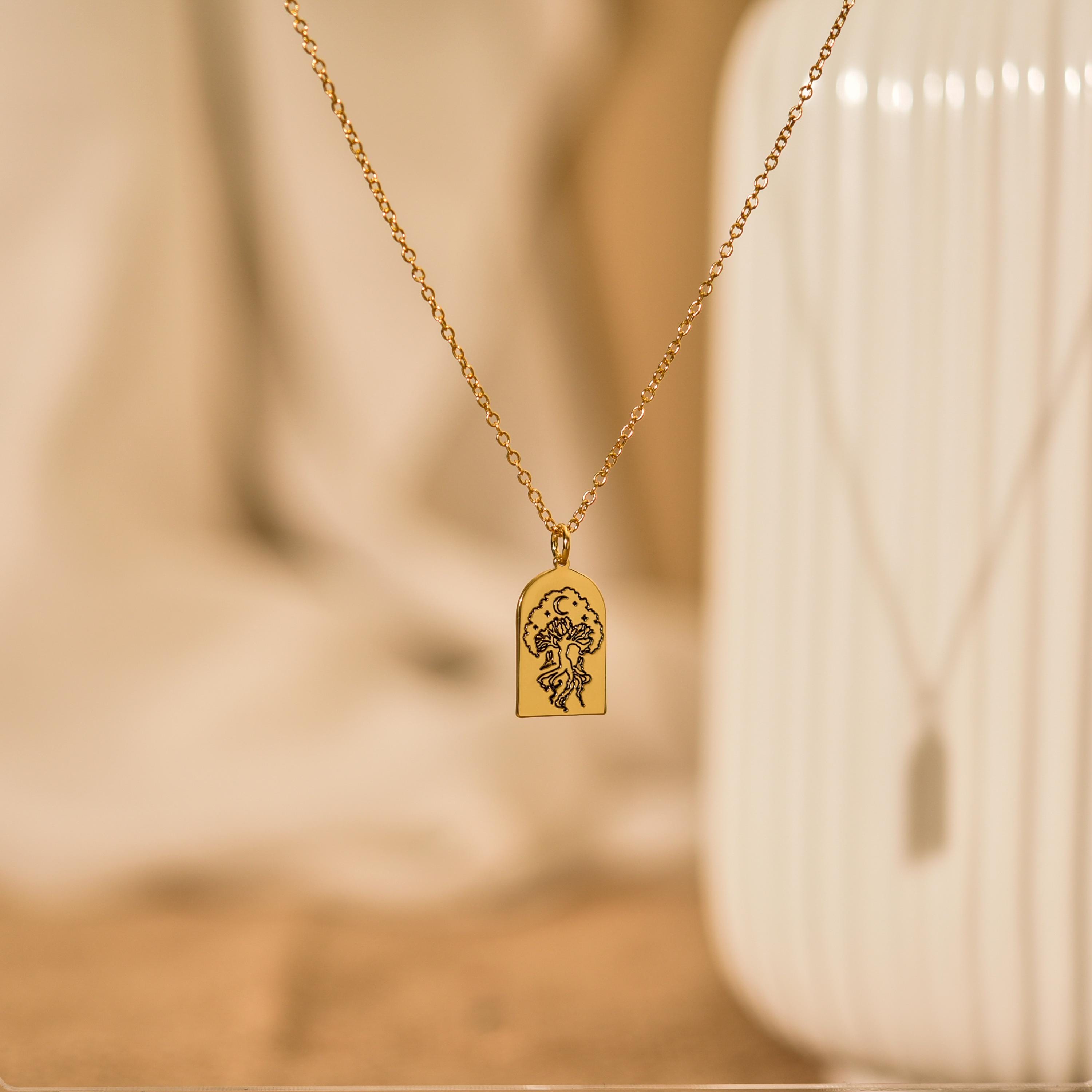 Personalized Moon Tree Necklace,