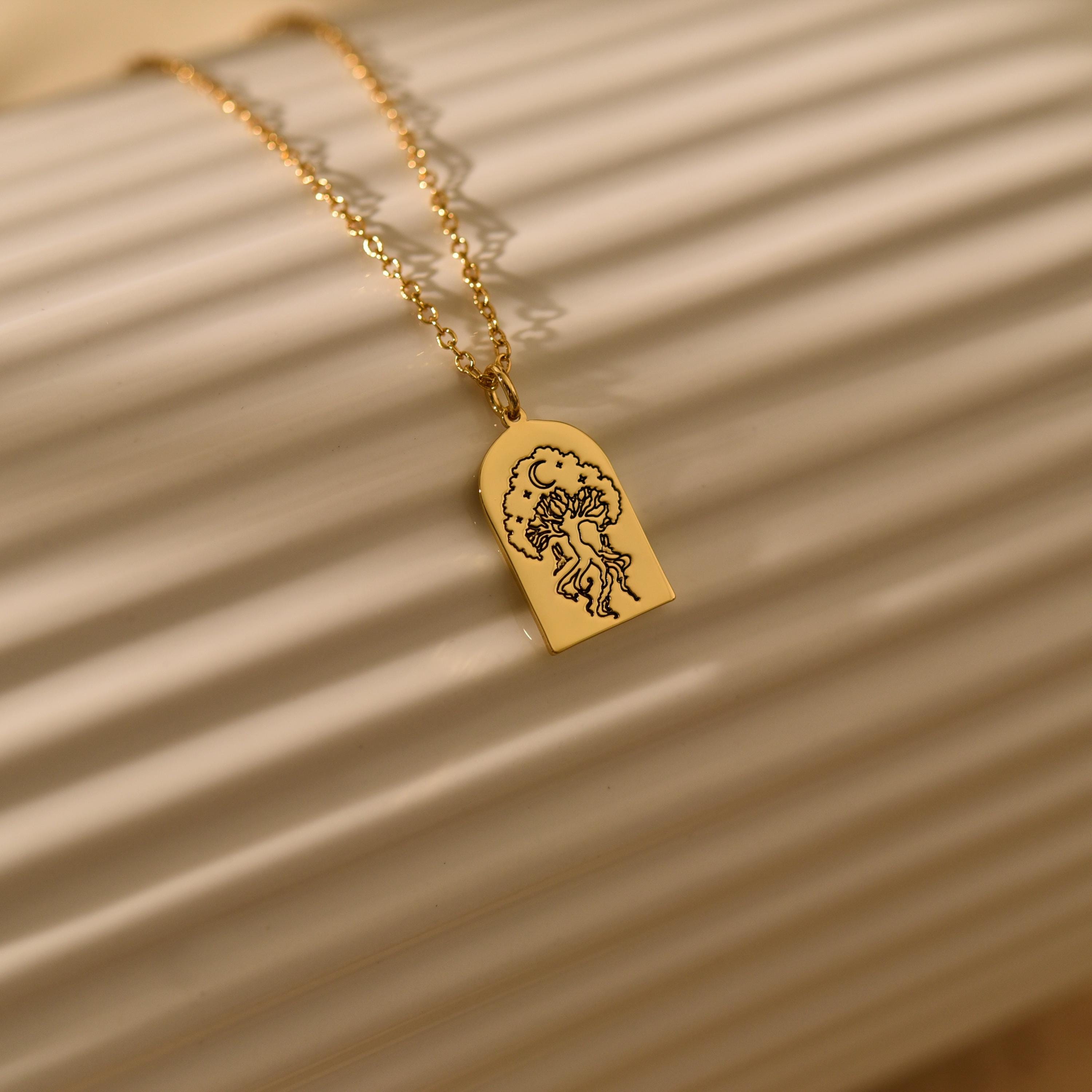 Personalized Moon Tree Necklace,