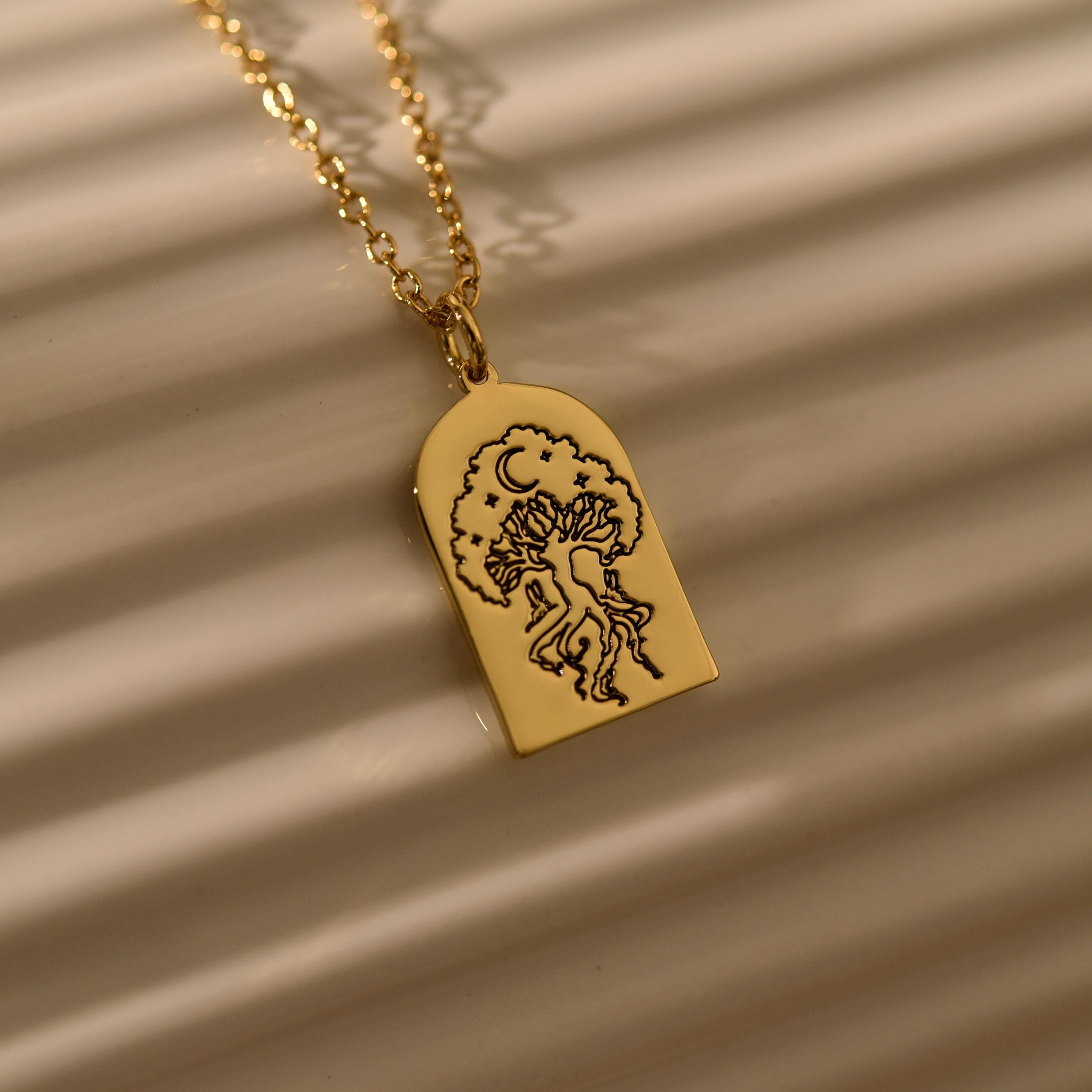 Personalized Moon Tree Necklace,