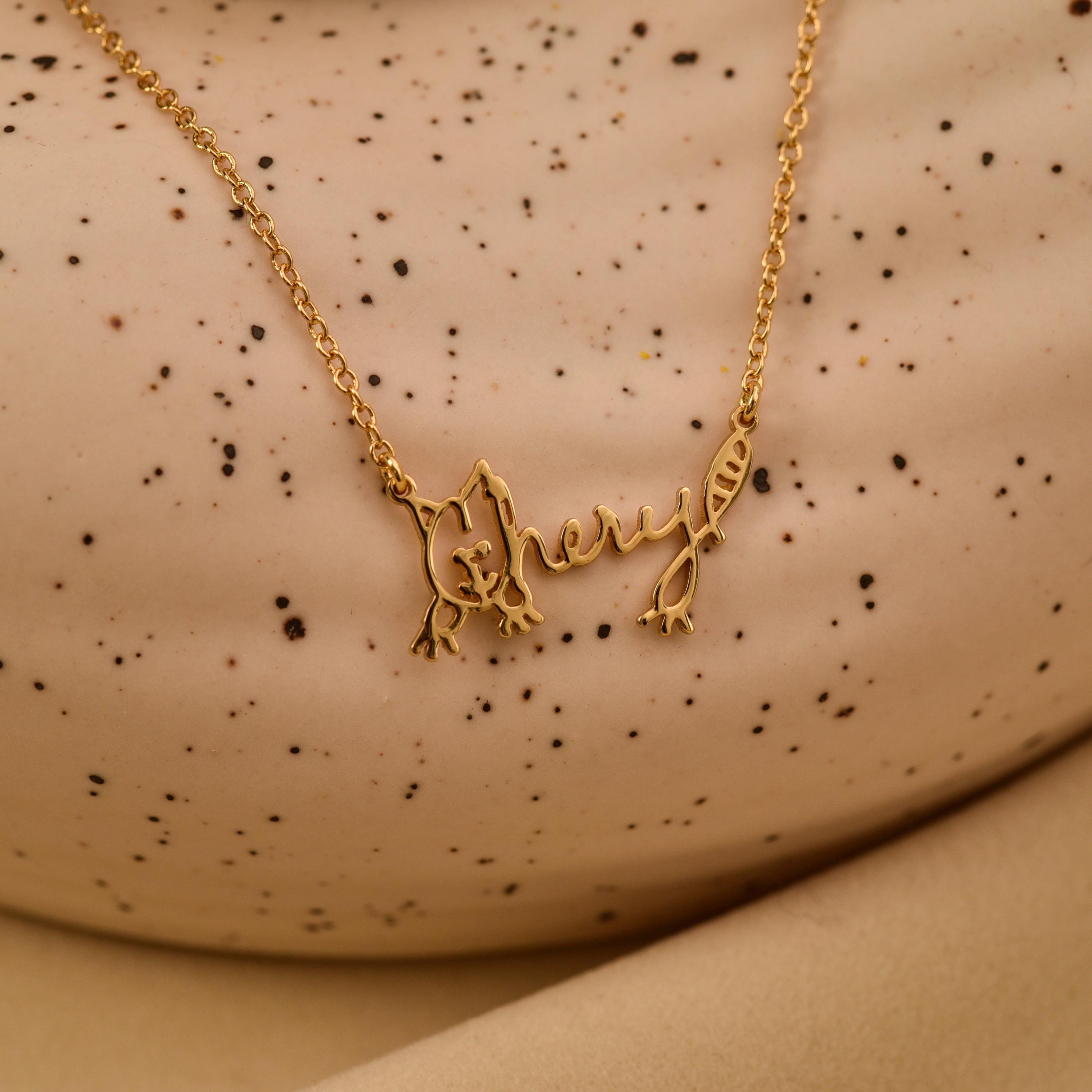 Actual Kids Drawing Necklace, Your Children's Actual Artwork Necklace, Personalized Necklace, Birthday Gift, Gifts for Mom, GS0091