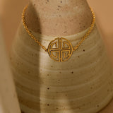 Chinese Longevity Symbol Bracelet, Gold Good Luck Jewelry, Shou Symbol Bracelet, Prosperity Blessing Charm, Feng Shui Gift for Her, GS0113