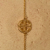 Chinese Longevity Symbol Bracelet, Gold Good Luck Jewelry, Shou Symbol Bracelet, Prosperity Blessing Charm, Feng Shui Gift for Her, GS0113