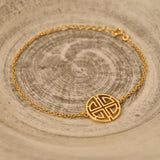 Chinese Longevity Symbol Bracelet, Gold Good Luck Jewelry, Shou Symbol Bracelet, Prosperity Blessing Charm, Feng Shui Gift for Her, GS0113